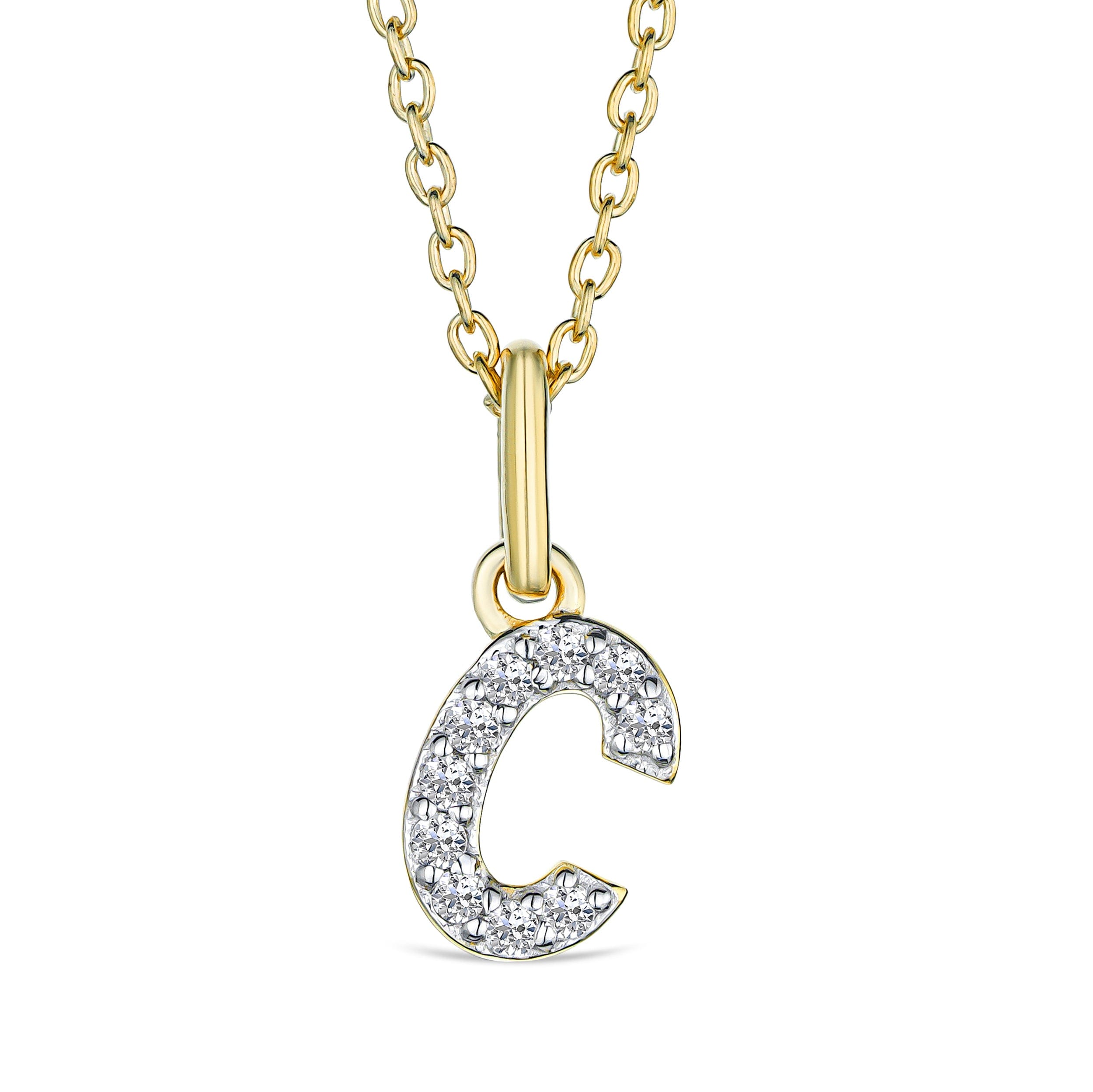 Initial Love Letter Initial C Lab Diamond Necklace set in 18K Gold Vermeil