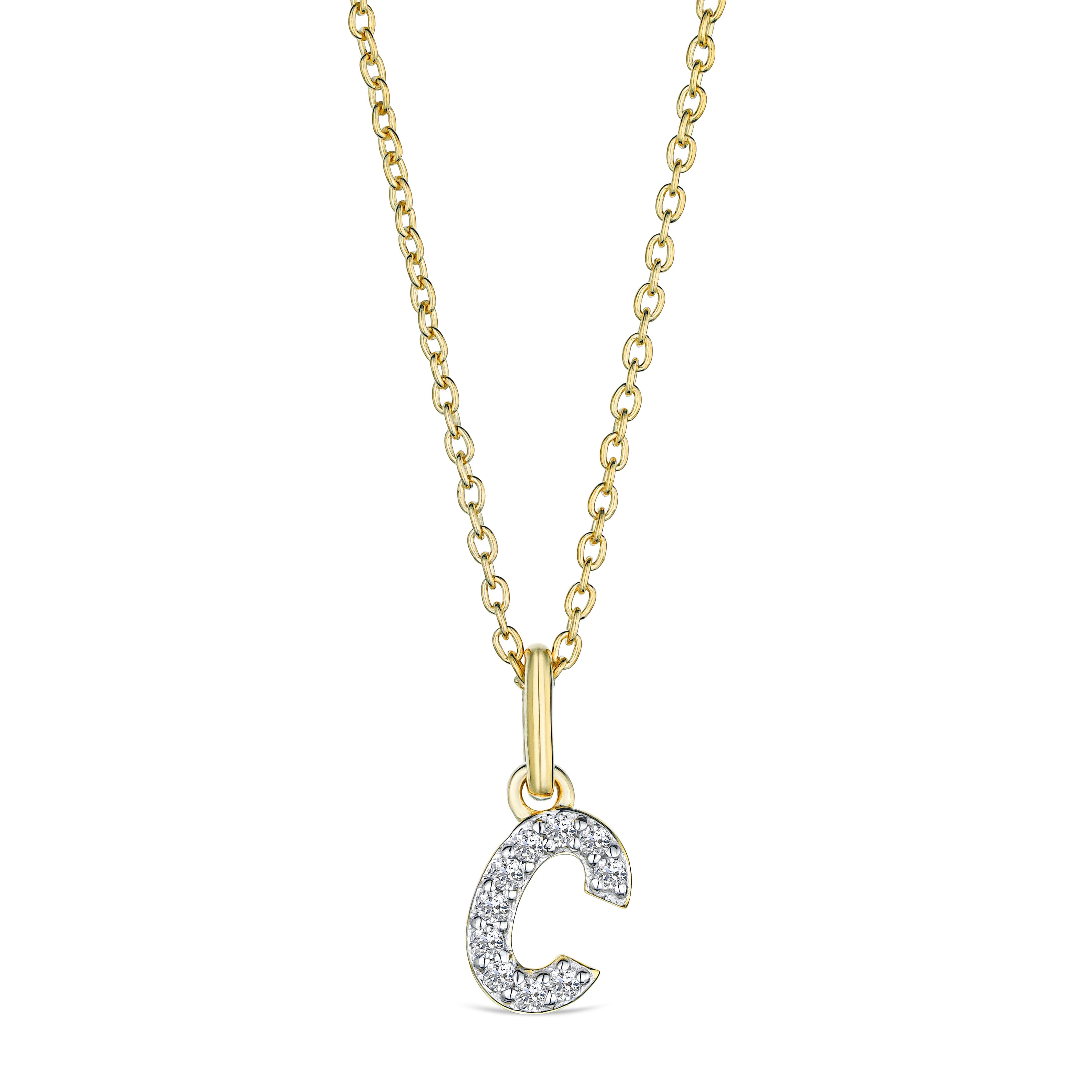 Initial Love Letter Initial C Lab Diamond Necklace set in 18K Gold Vermeil