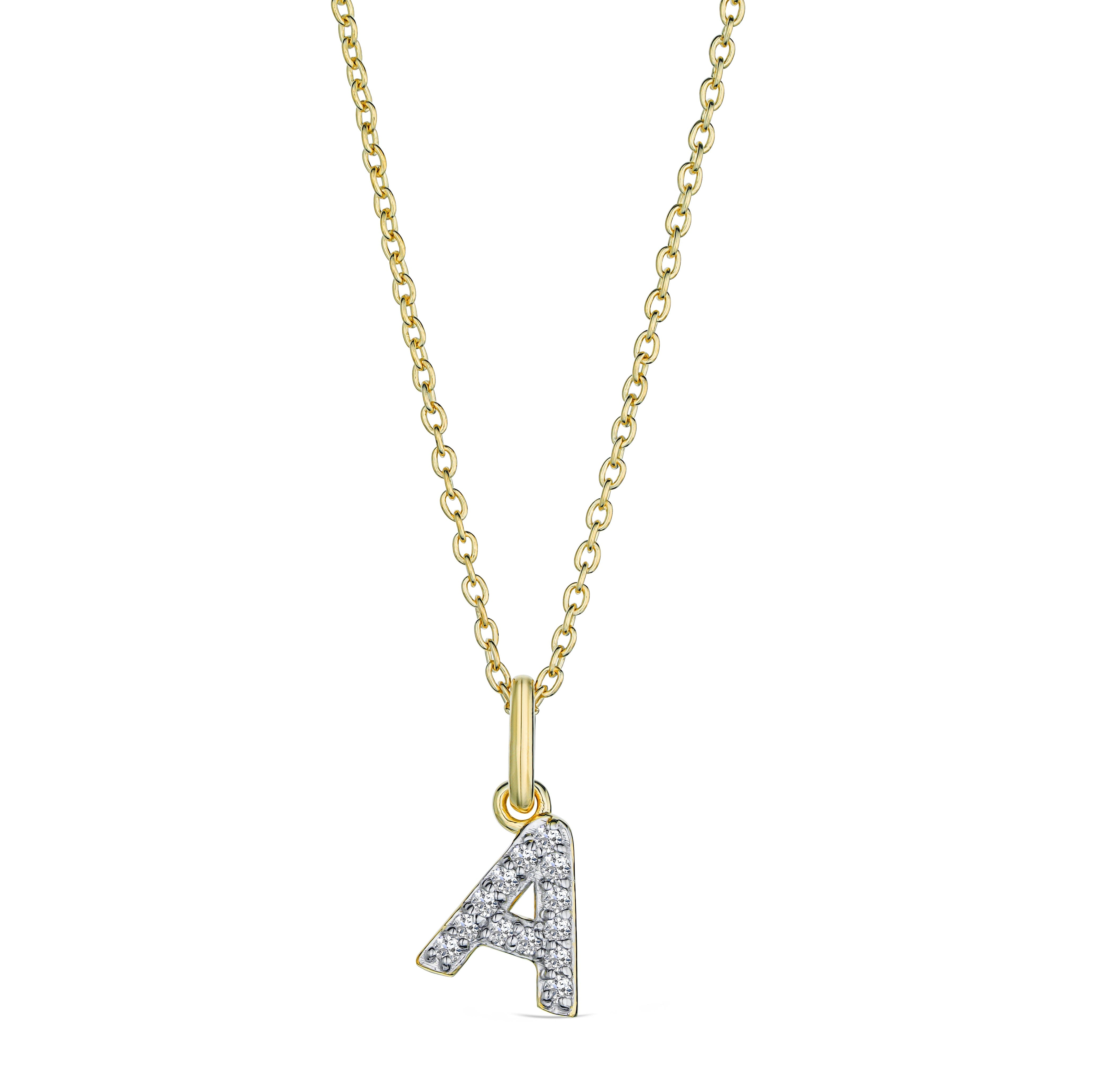 Initial Love Letter Initial A Lab Diamond Necklace set in 18K Gold Vermeil