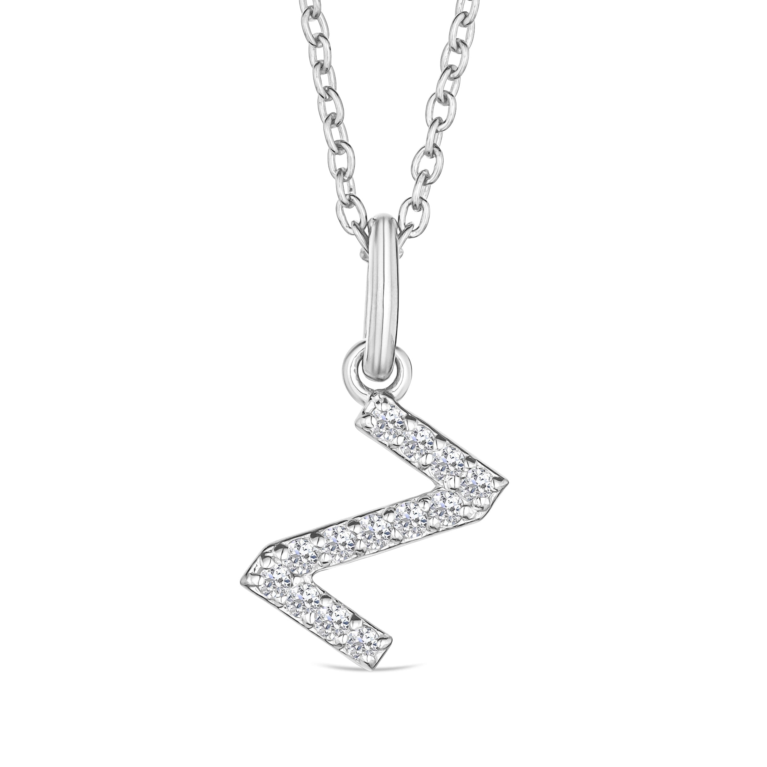 Initial Love Letter Initial Z Lab Diamond Necklace set in 925 Sterling Silver