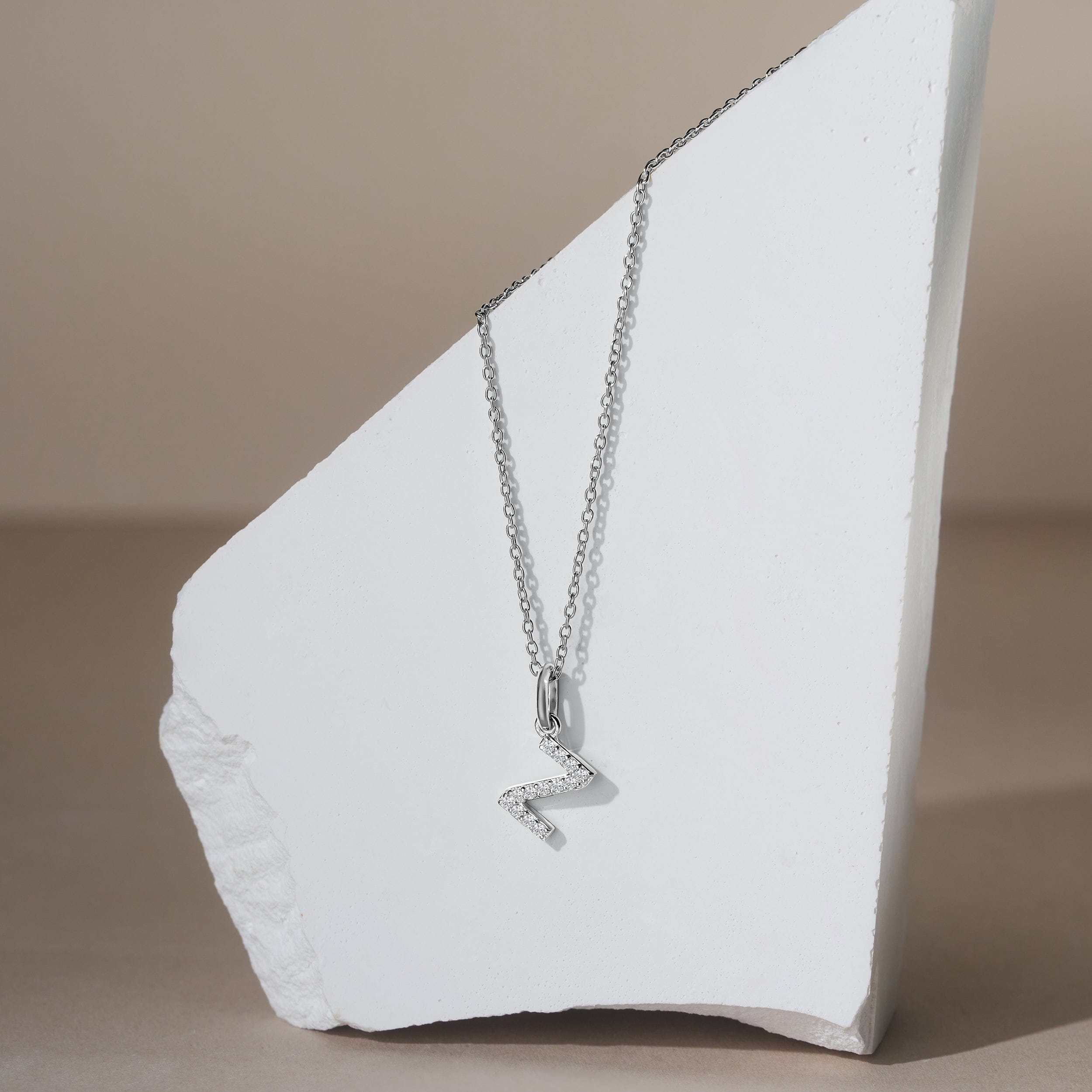 Initial Love Letter Initial Z Lab Diamond Necklace set in 925 Sterling Silver