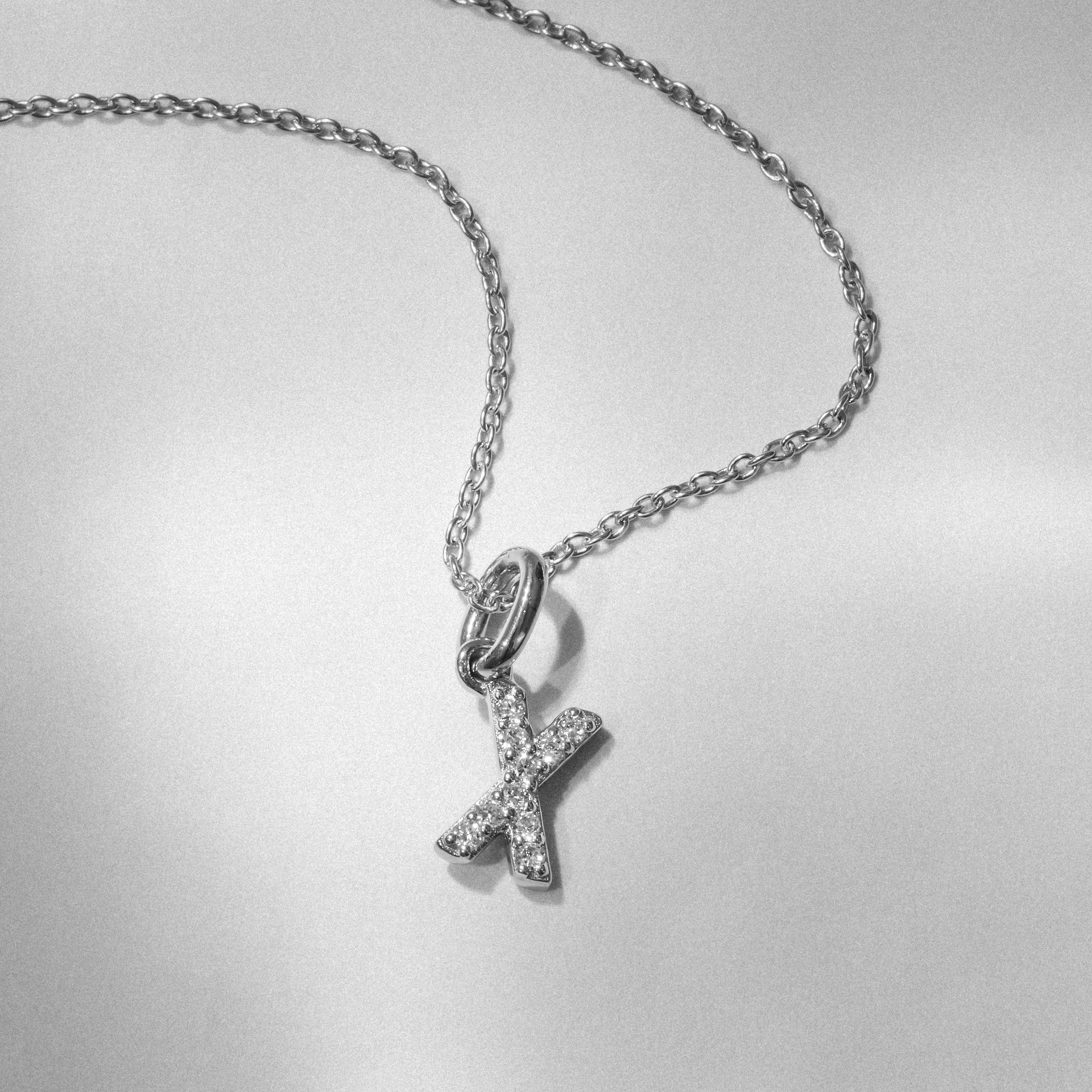 Initial Love Letter Initial x Lab Diamond Necklace set in 925 Sterling Silver