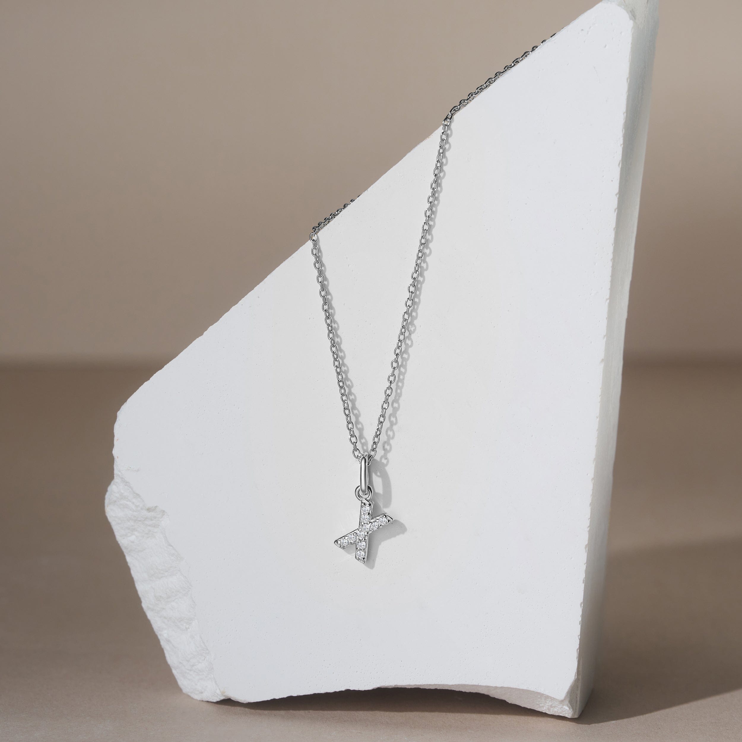 Initial Love Letter Initial x Lab Diamond Necklace set in 925 Sterling Silver