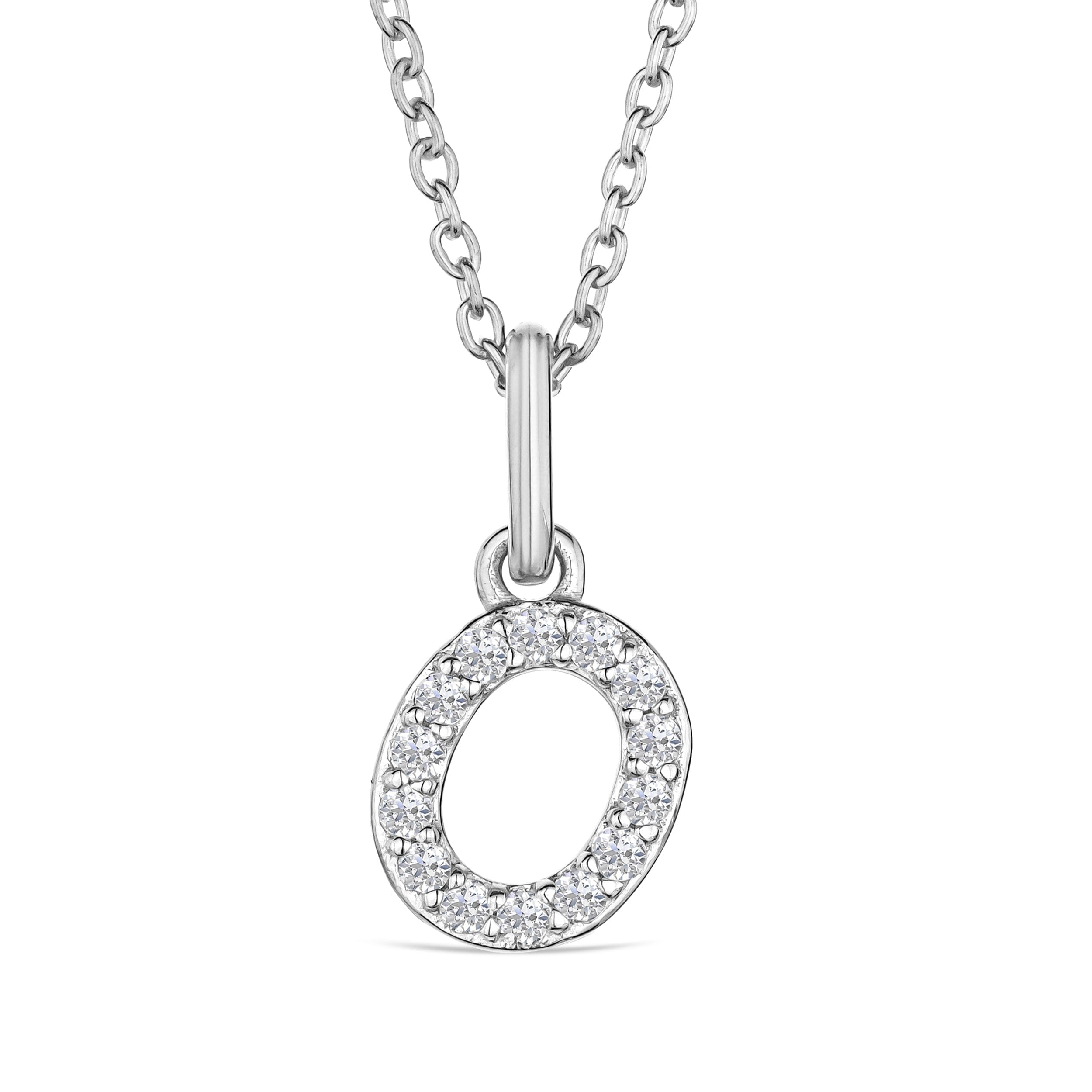 Initial Love Letter Initial O Lab Diamond Necklace set in 925 Sterling Silver