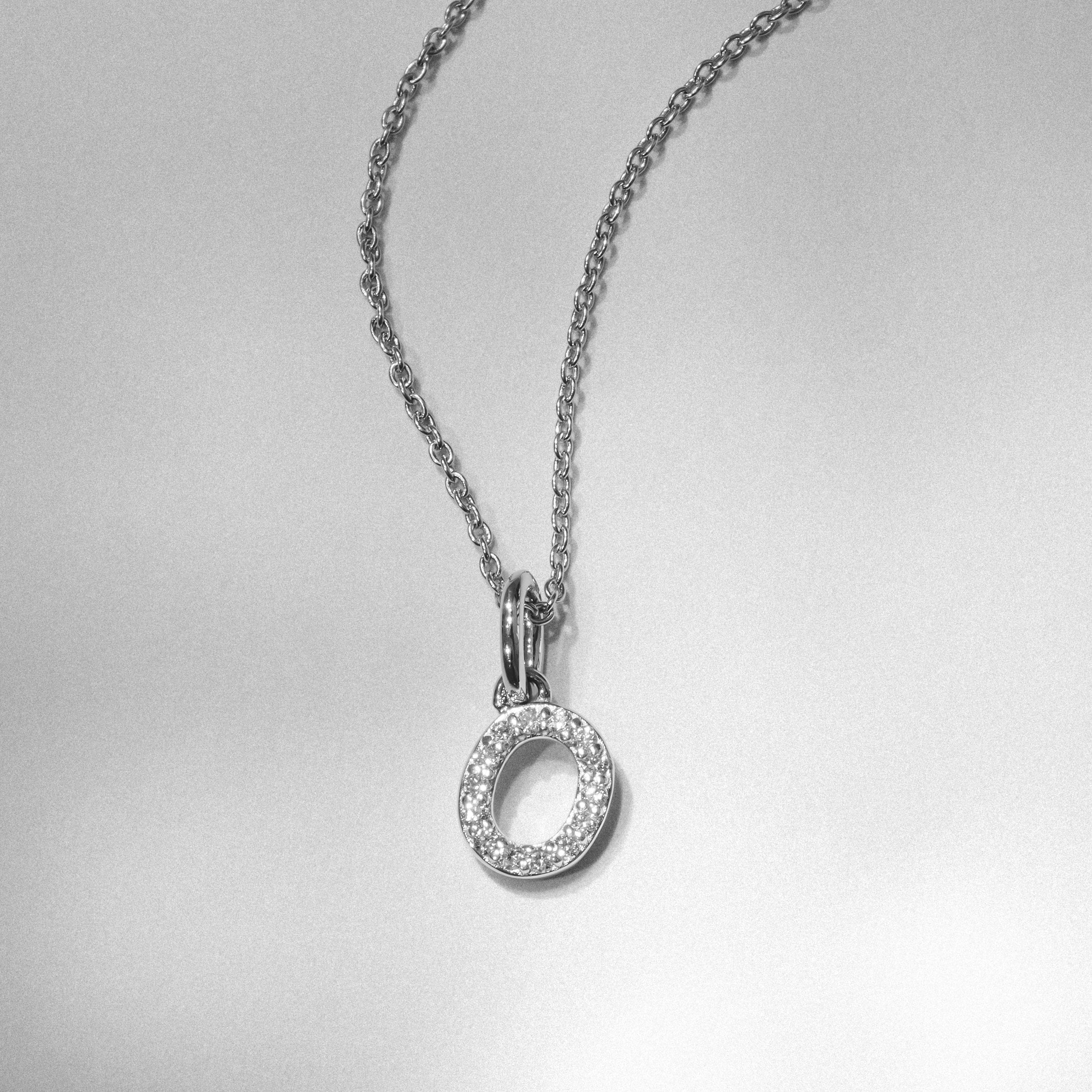 Initial Love Letter Initial O Lab Diamond Necklace set in 925 Sterling Silver