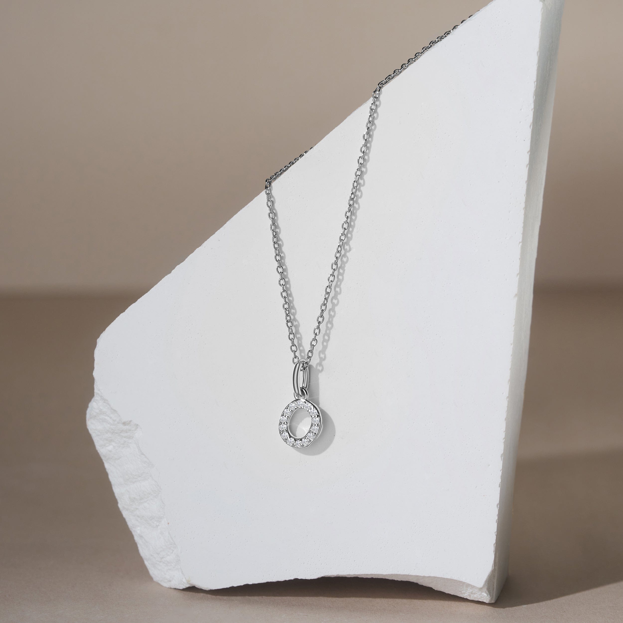 Initial Love Letter Initial O Lab Diamond Necklace set in 925 Sterling Silver