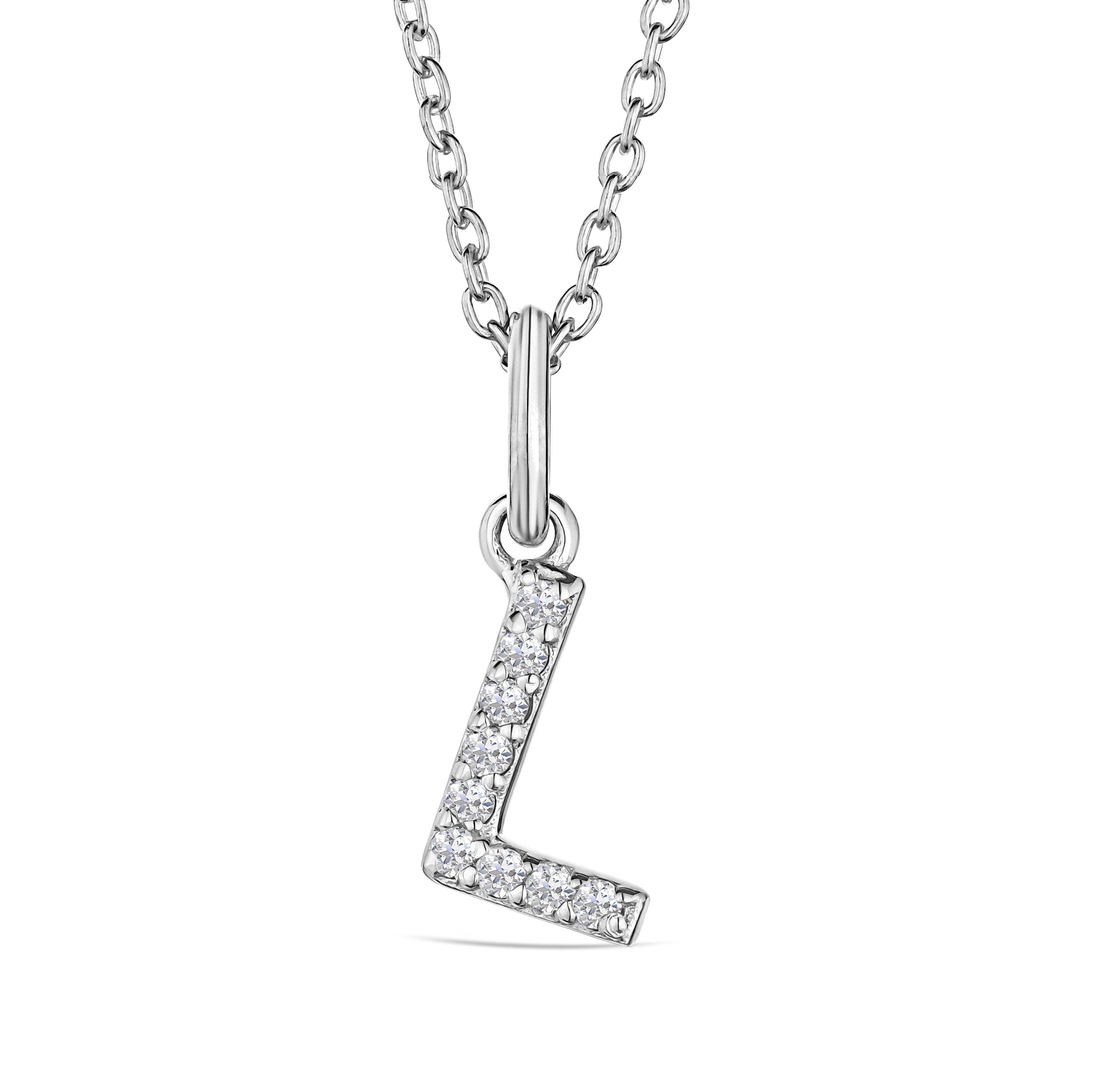 Initial Love Letter Initial L Lab Diamond Necklace set in 925 Sterling Silver