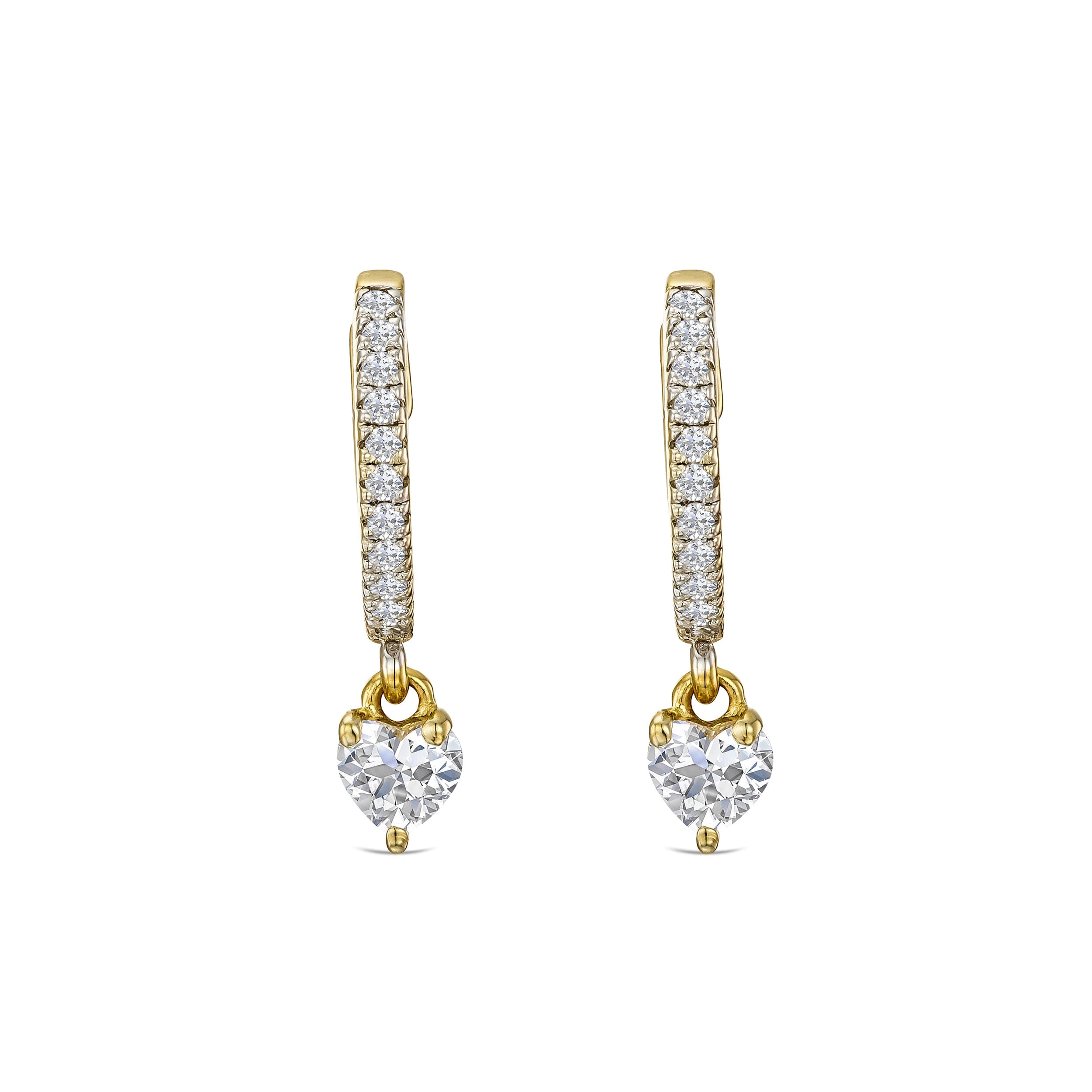 Diamond Stellato Heart Drop Huggie Earrings Lab Diamond 0.50ct in 18k Gold Vermeil