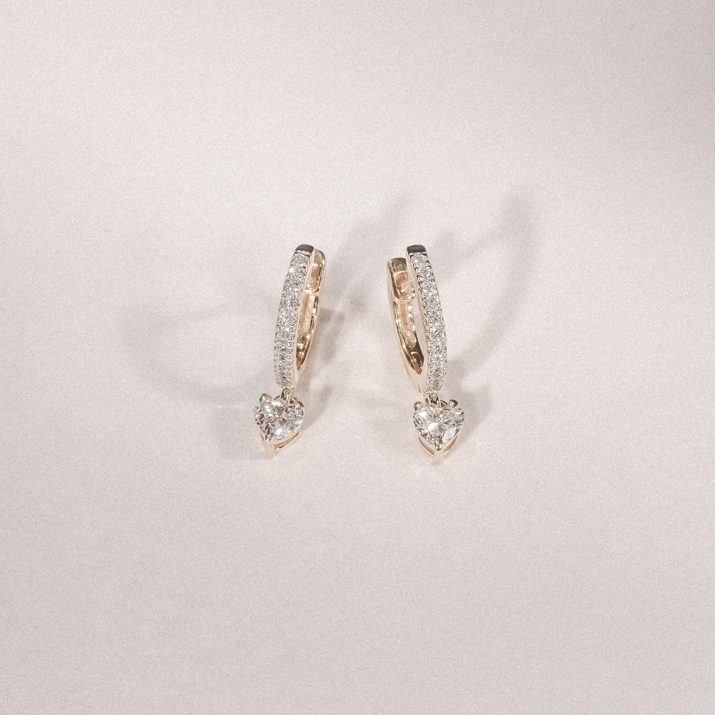 Diamond Stellato Heart Drop Huggie Earrings Lab Diamond 0.50ct in 18k Gold Vermeil