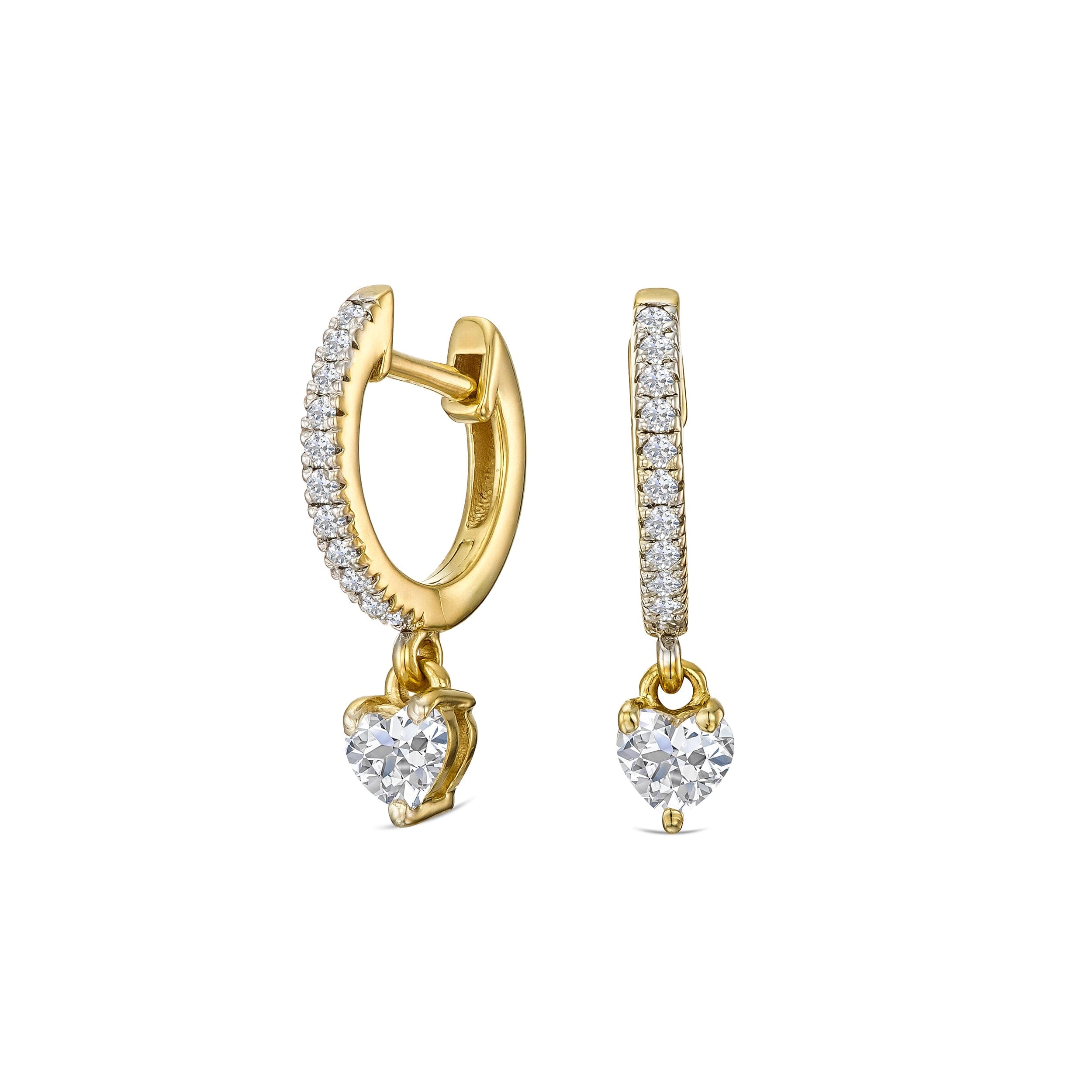 Diamond Stellato Heart Drop Huggie Earrings Lab Diamond 0.50ct in 18k Gold Vermeil