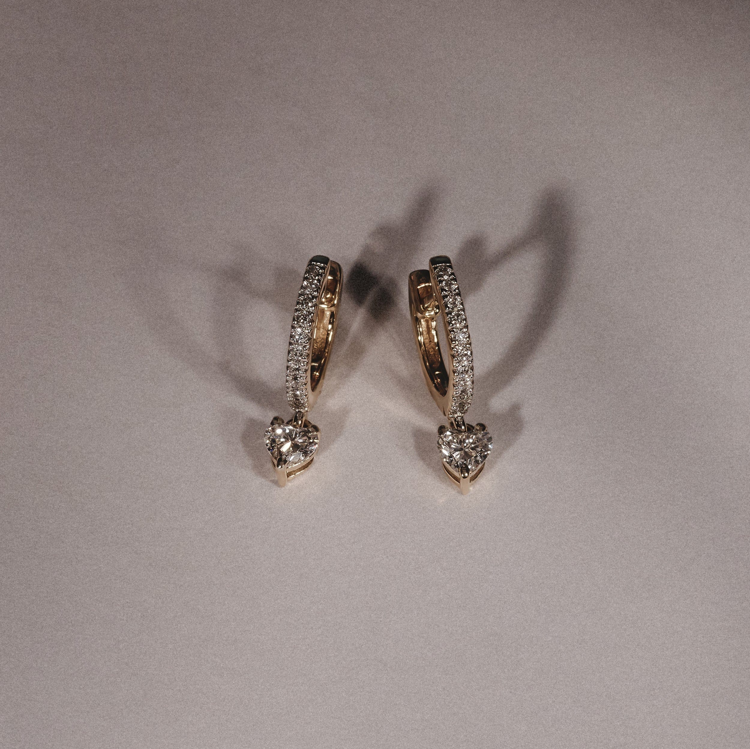 Diamond Stellato Heart Drop Huggie Earrings Lab Diamond 0.50ct in 18k Gold Vermeil