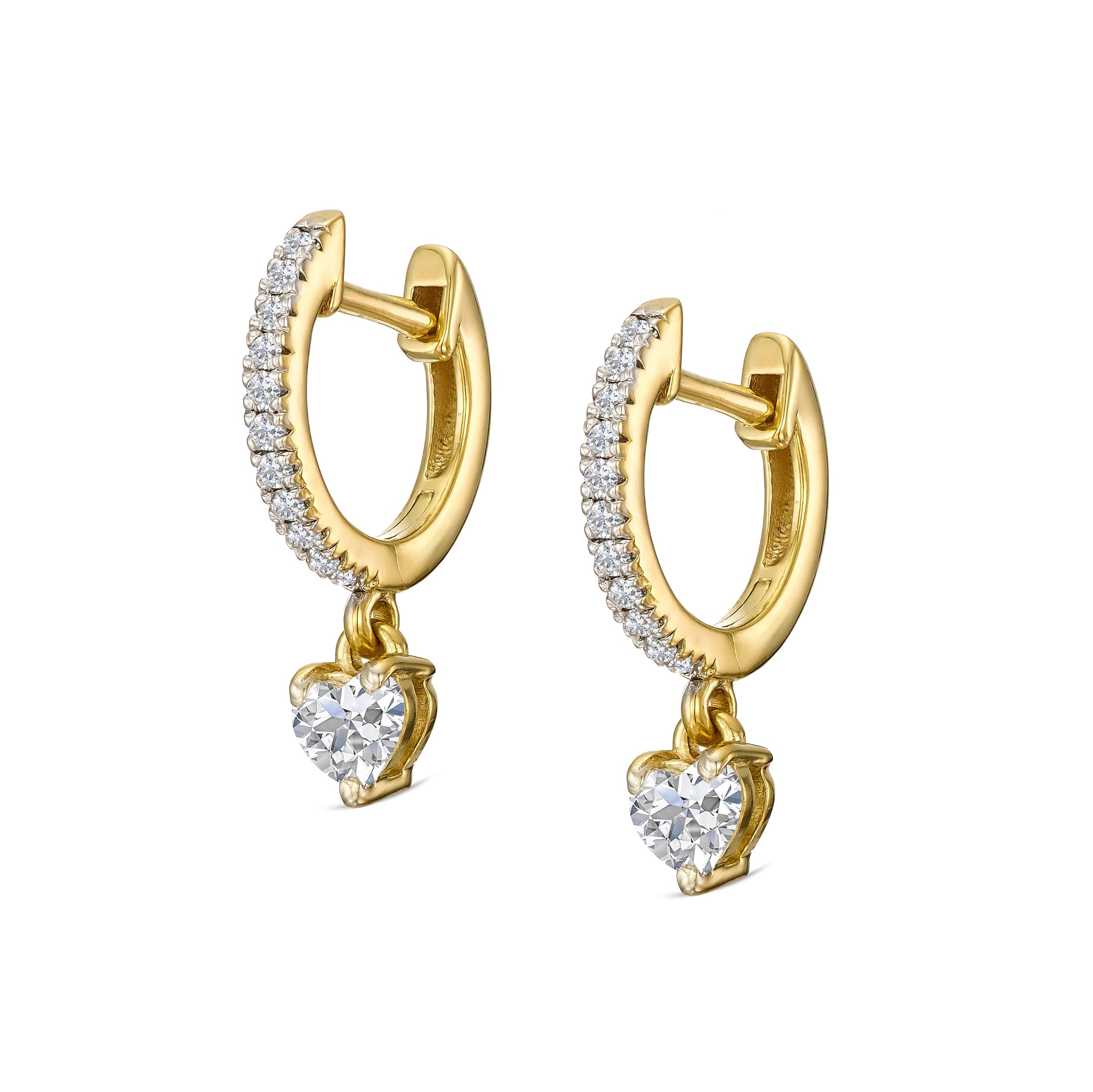 Diamond Stellato Heart Drop Huggie Earrings Lab Diamond 0.50ct in 18k Gold Vermeil