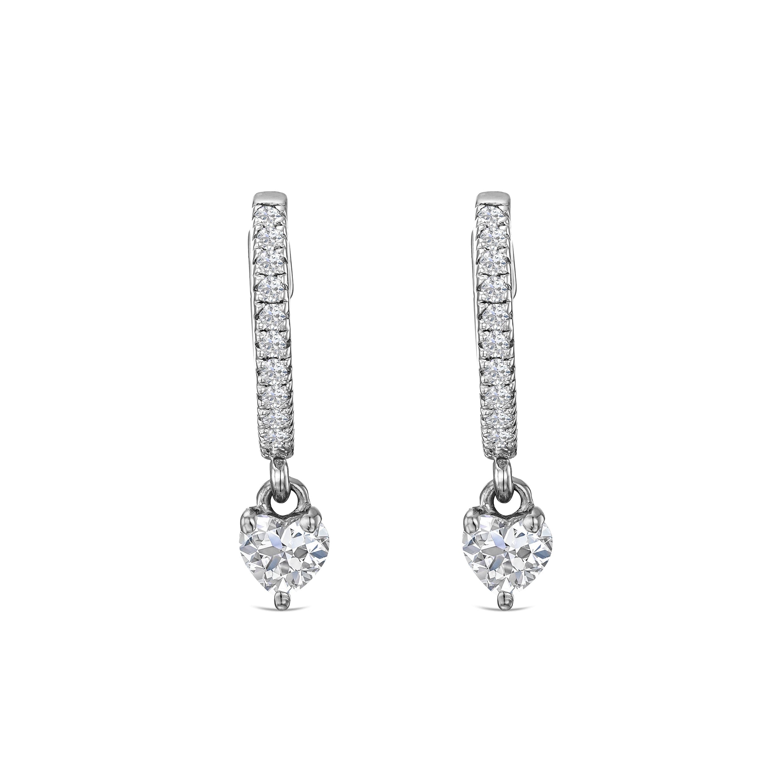 Diamond Stellato Heart Drop Huggie Earrings Lab Diamond 0.50ct in 925 SIlver