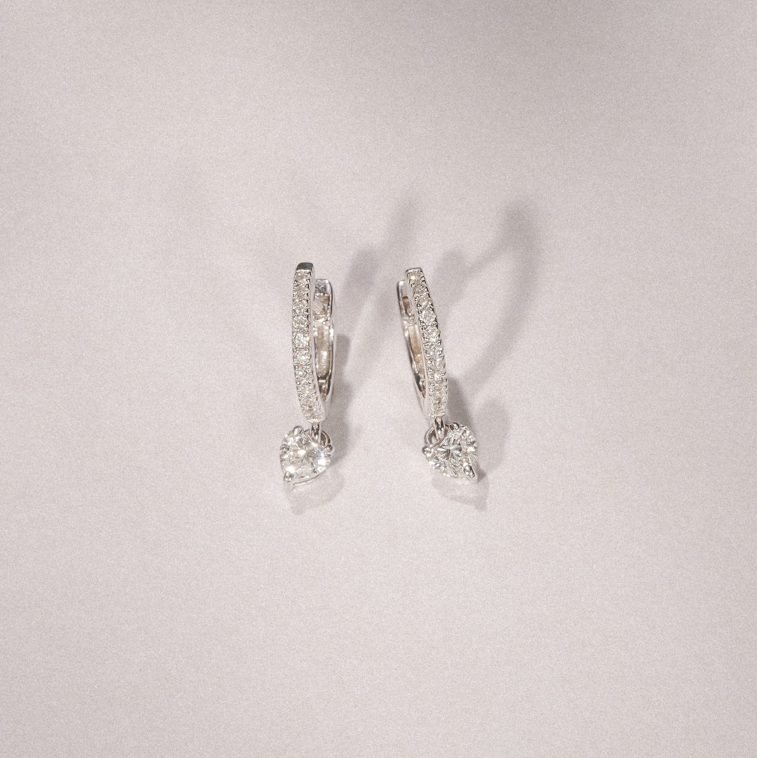 Diamond Stellato Heart Drop Huggie Earrings Lab Diamond 0.50ct in 925 SIlver