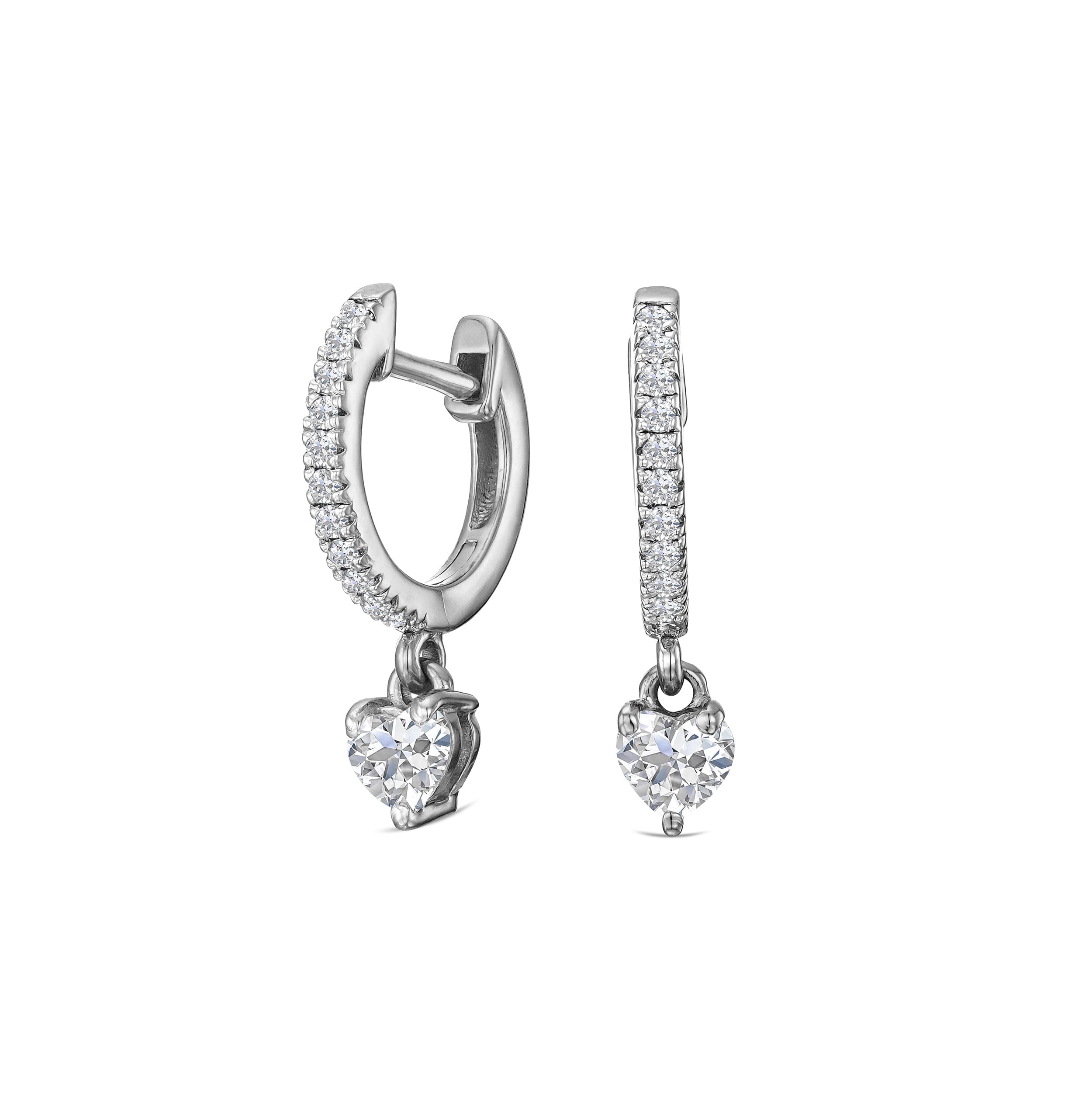 Diamond Stellato Heart Drop Huggie Earrings Lab Diamond 0.50ct in 925 SIlver