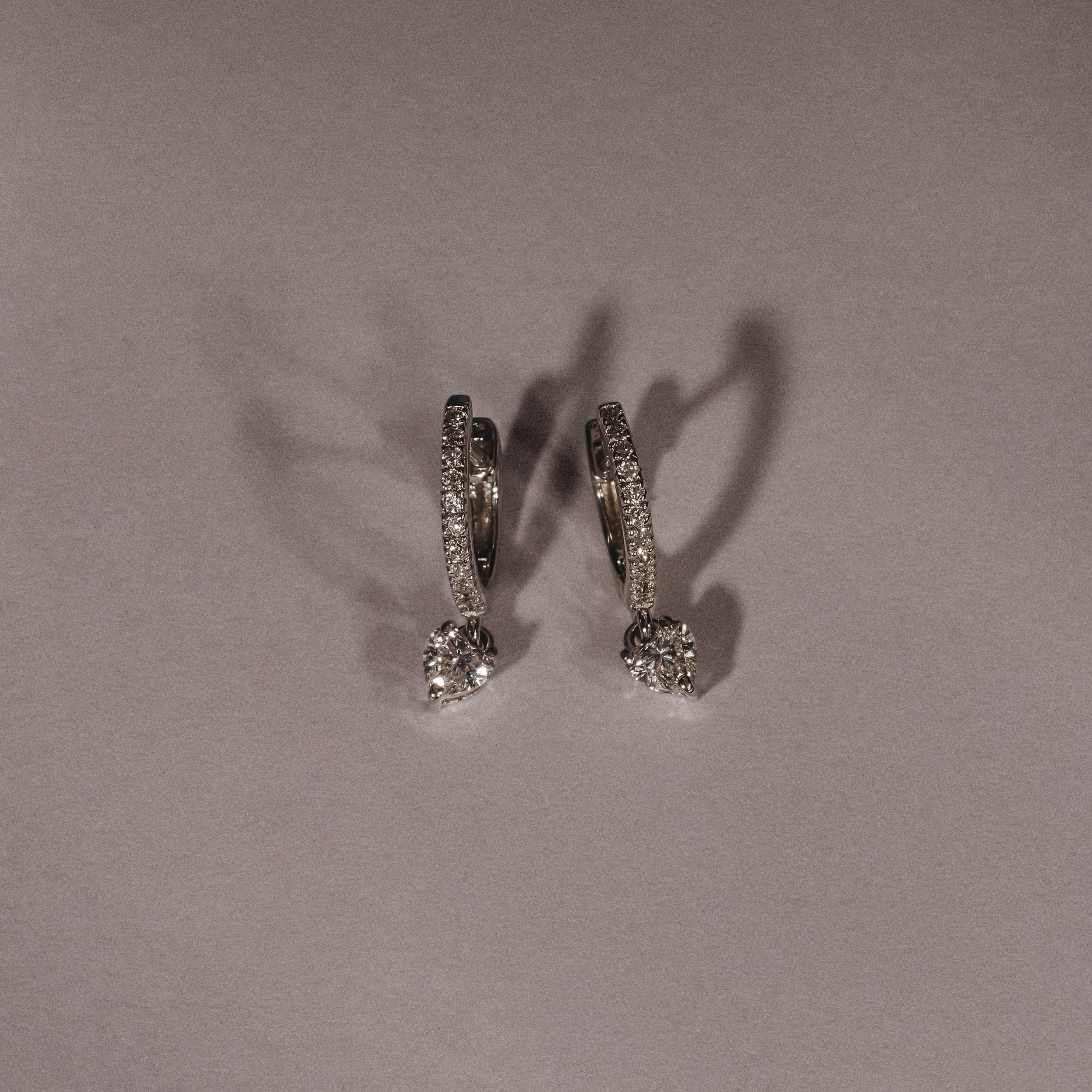 Diamond Stellato Heart Drop Huggie Earrings Lab Diamond 0.50ct in 925 SIlver