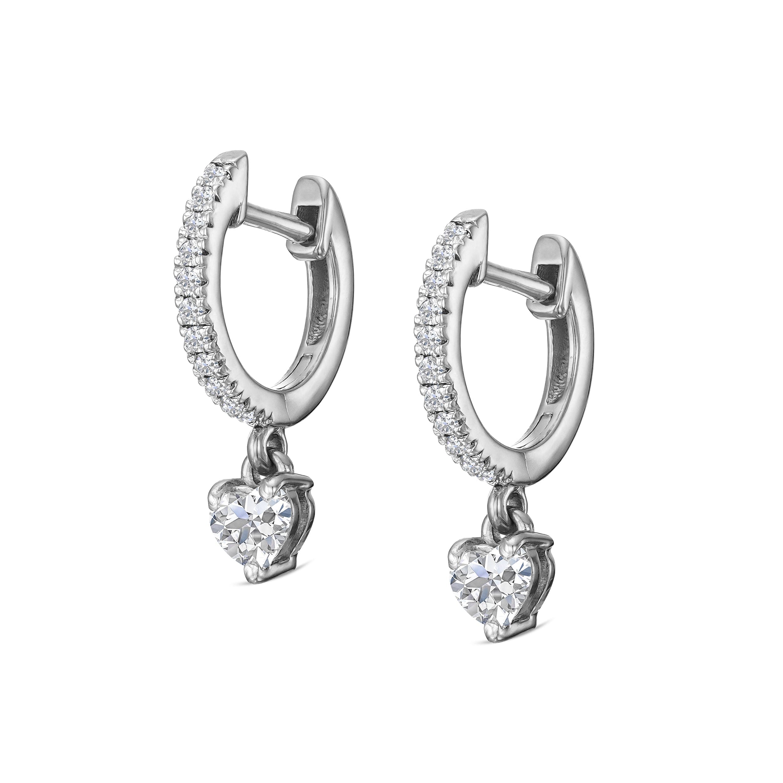 Diamond Stellato Heart Drop Huggie Earrings Lab Diamond 0.50ct in 925 SIlver