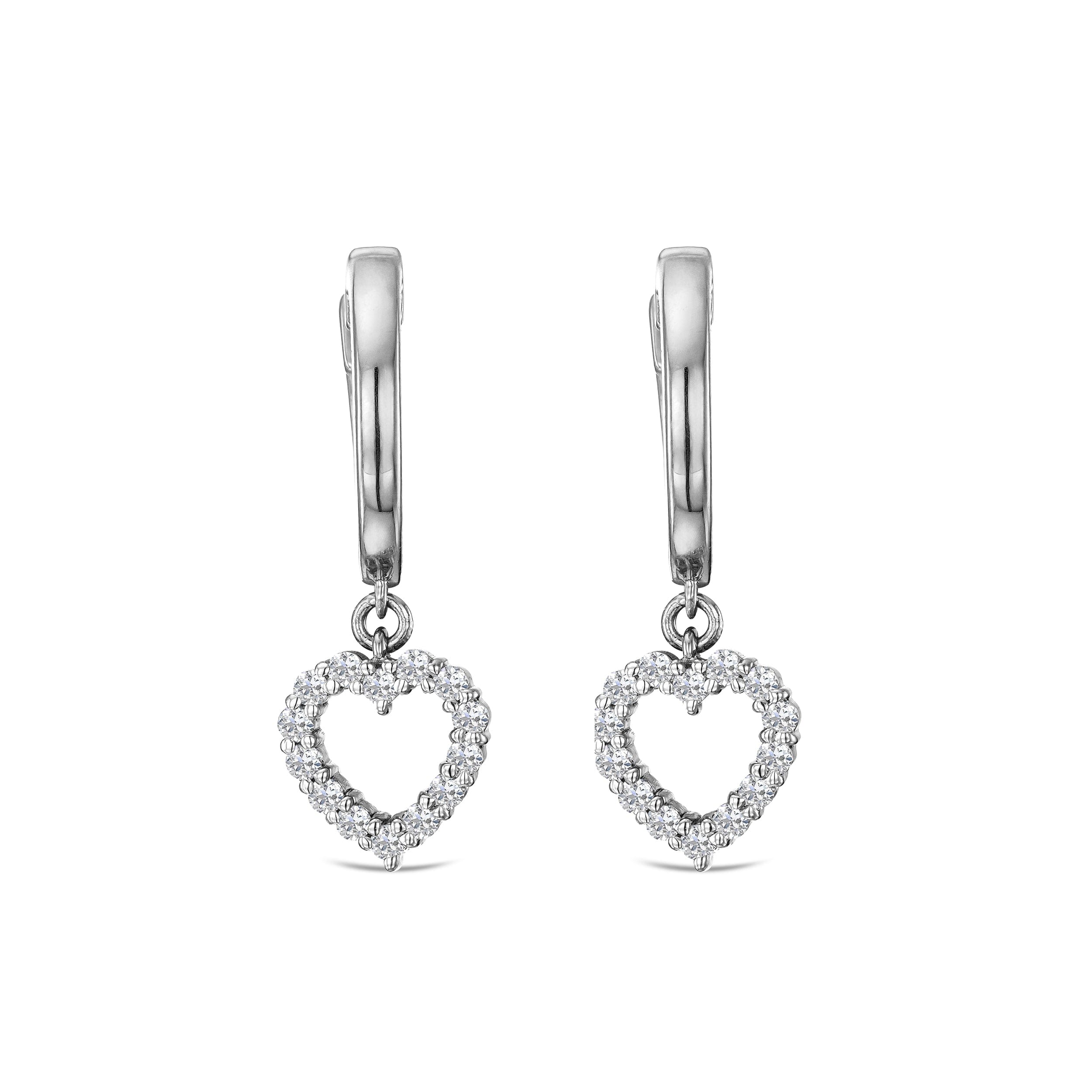 Diamond Heart Drop Huggie Lab Diamond Earrings 0.31ct in 925 Silver