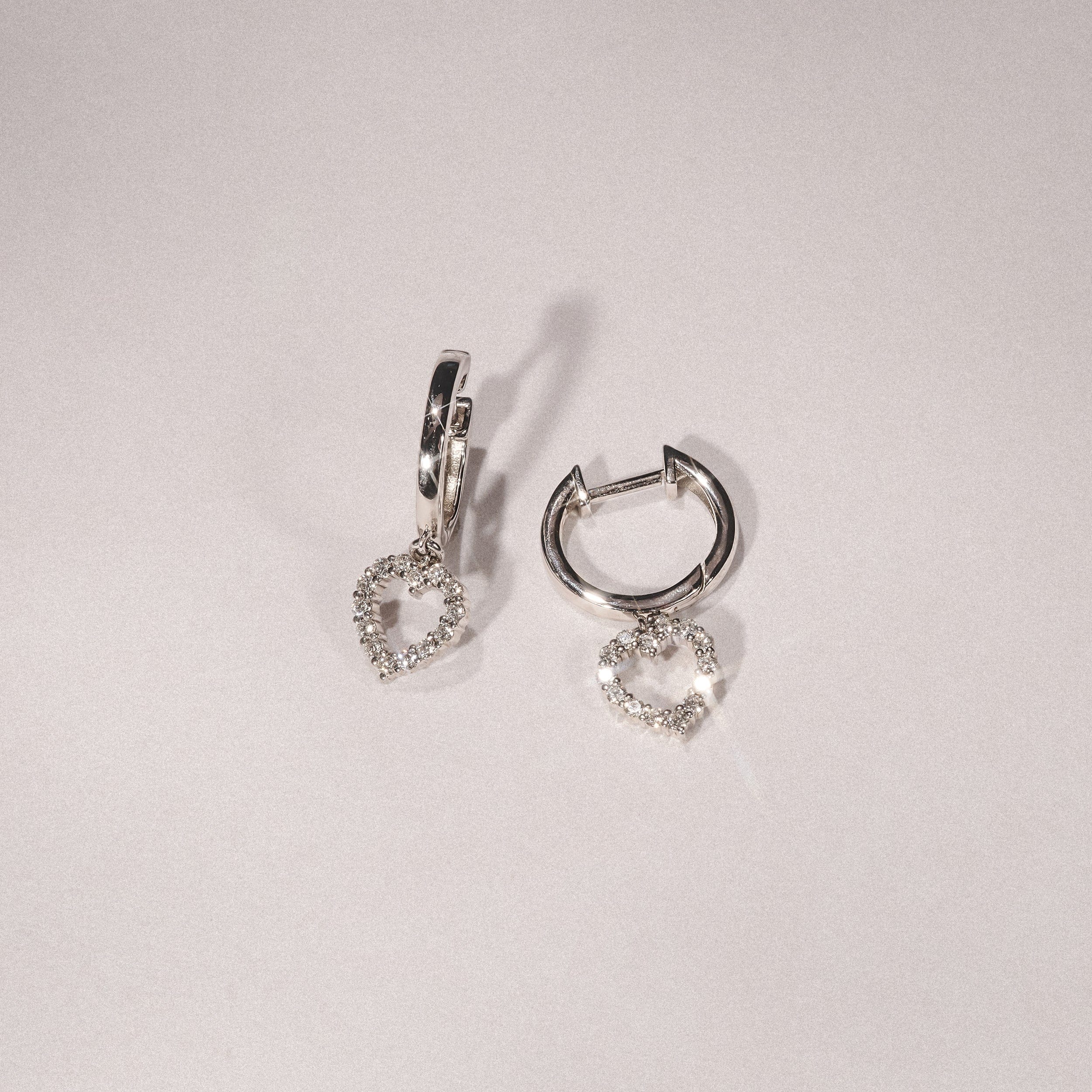 Diamond Heart Drop Huggie Lab Diamond Earrings 0.31ct in 925 Silver