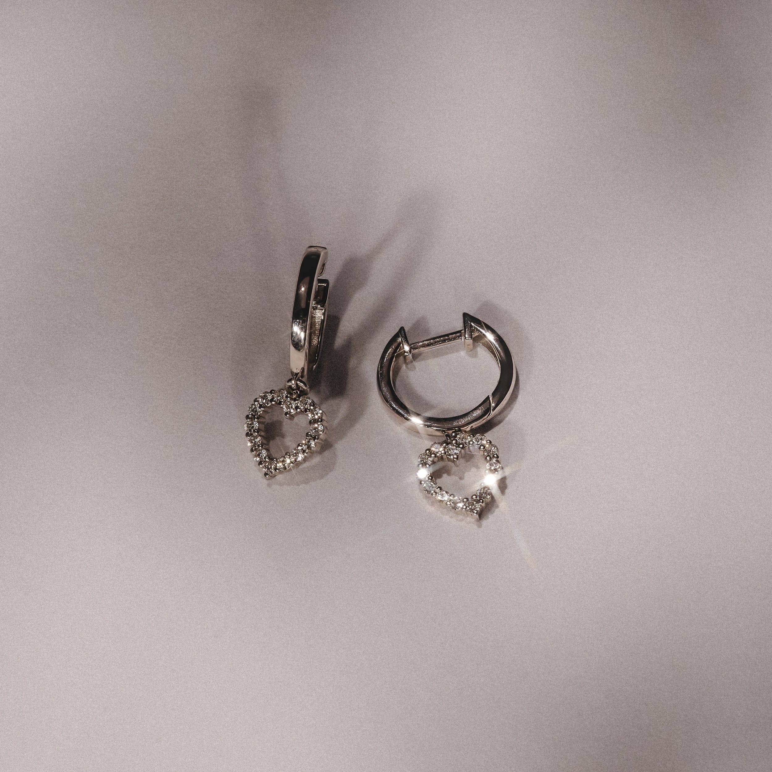 Diamond Heart Drop Huggie Lab Diamond Earrings 0.31ct in 925 Silver