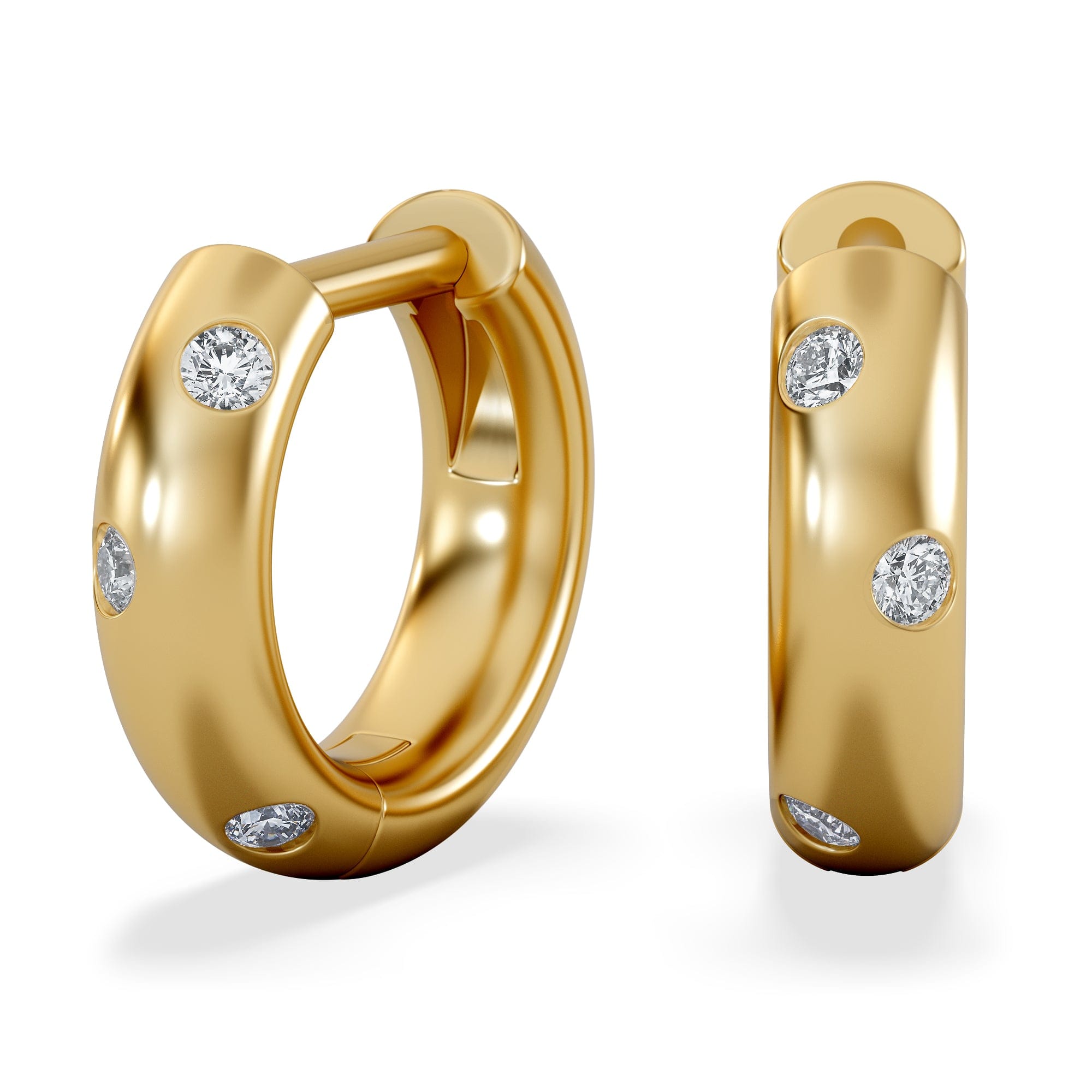 Diamond Seamless Lab Diamond Huggie Earrings 0.08ct in 18K Gold Vermeil