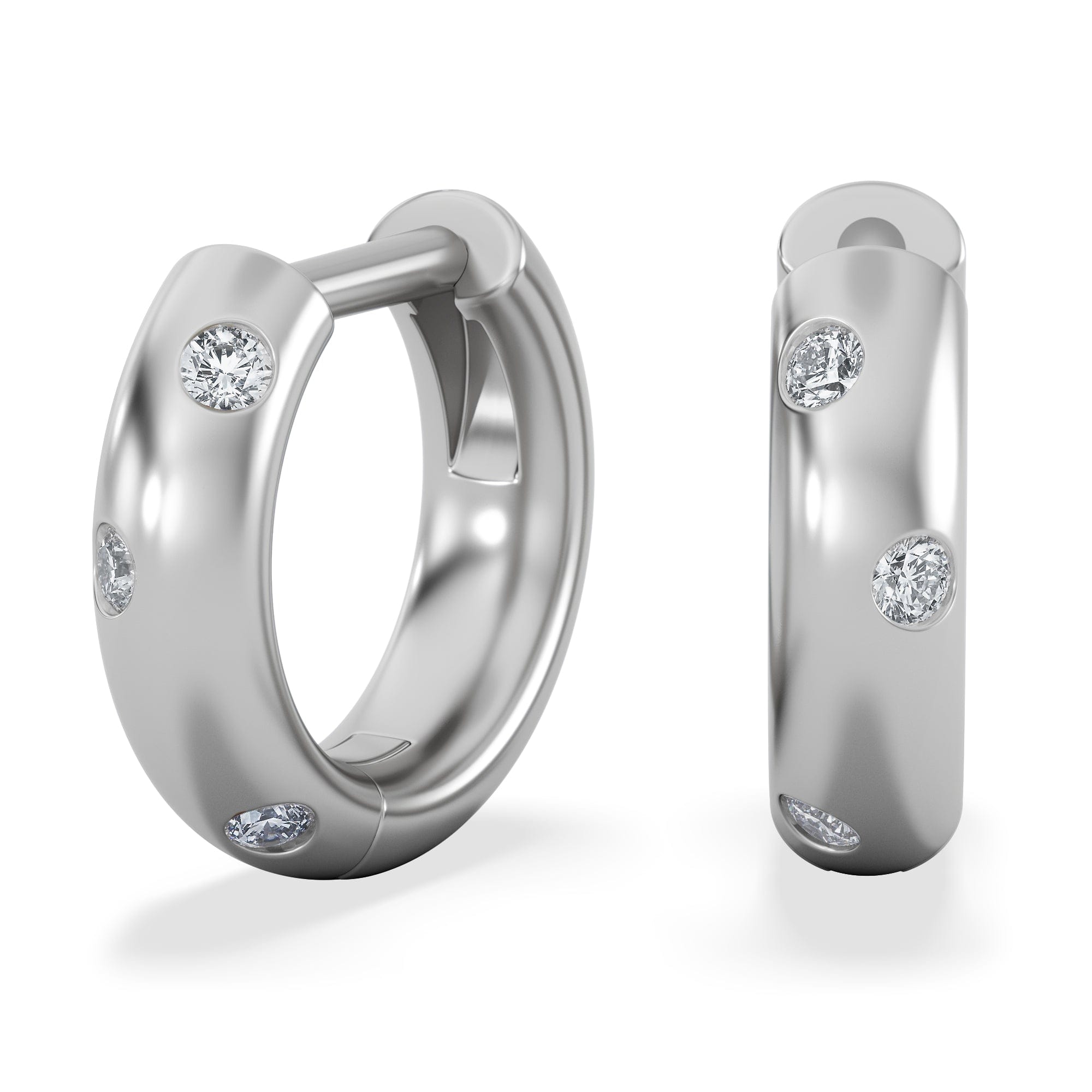 Diamond Seamless Lab Diamond Huggie Earrings 0.08ct in Sterling Silver