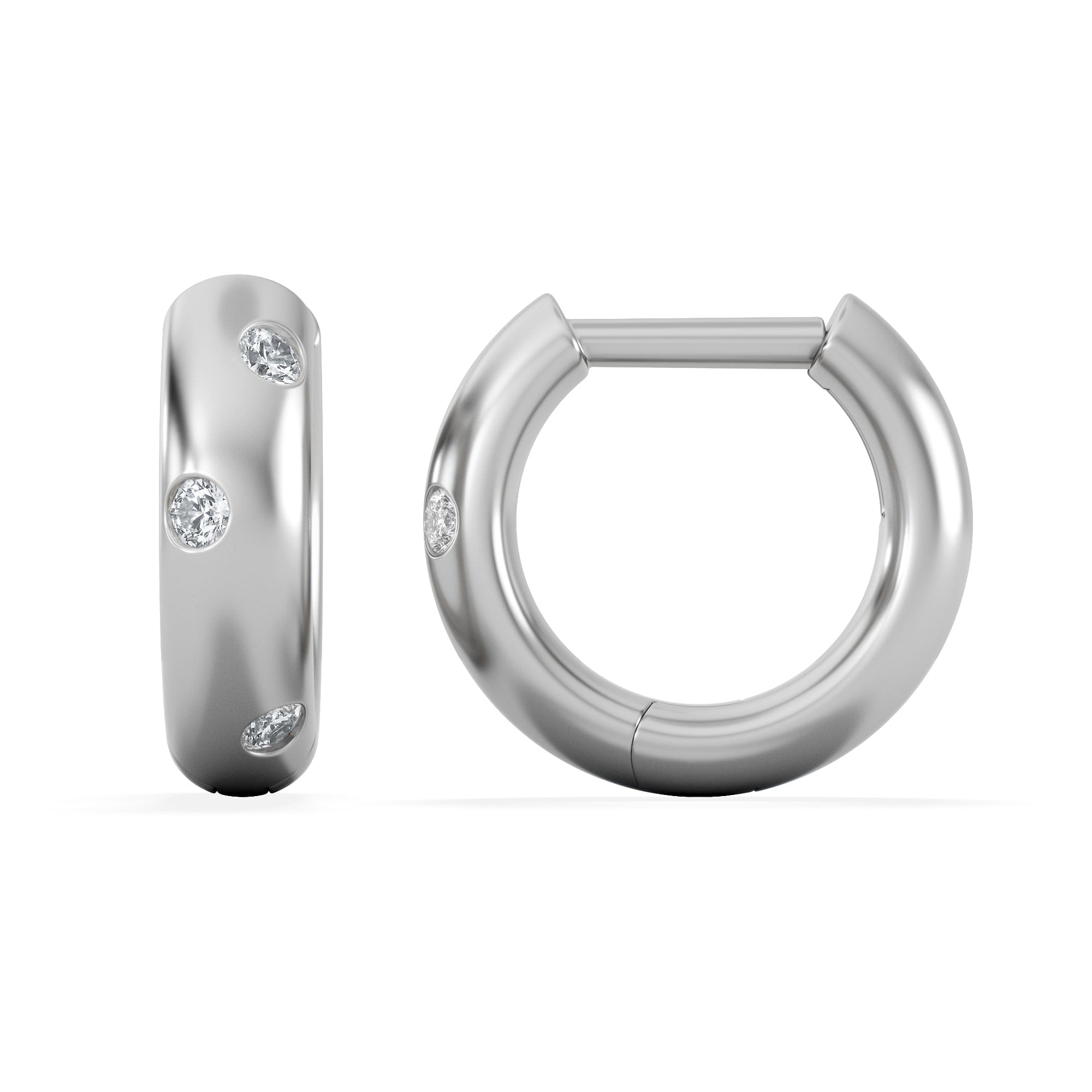 Diamond Seamless Lab Diamond Huggie Earrings 0.08ct in Sterling Silver