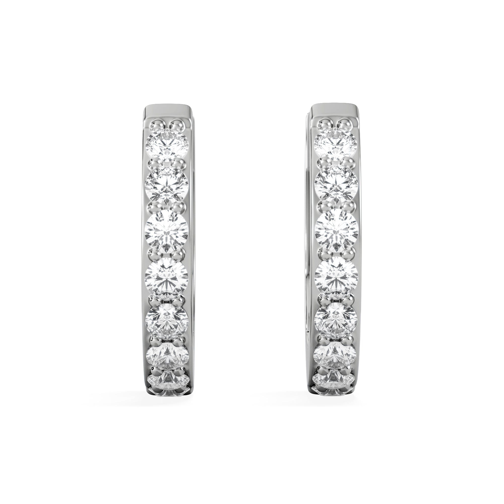 Diamond Row Huggie Lab Diamond Earrings 0.18ct in 925 Silver