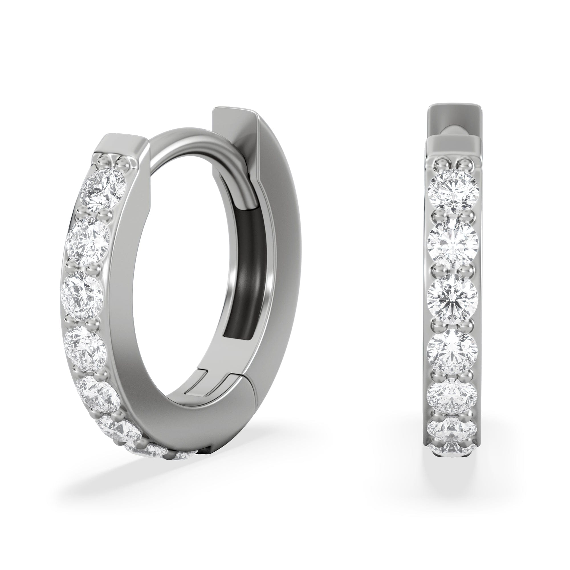 Diamond Row Huggie Lab Diamond Earrings 0.18ct in 925 Silver