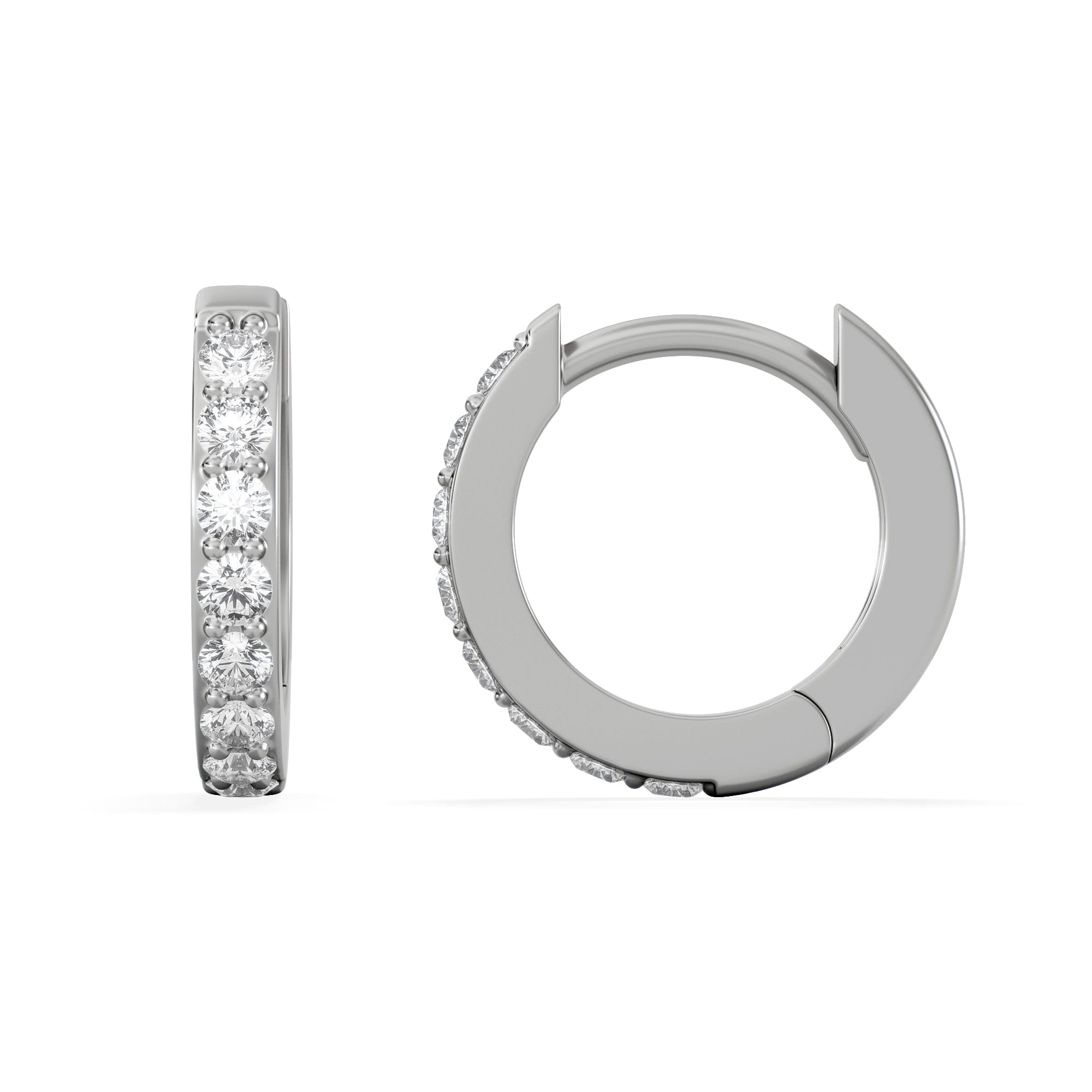 Diamond Row Huggie Lab Diamond Earrings 0.18ct in 925 Silver