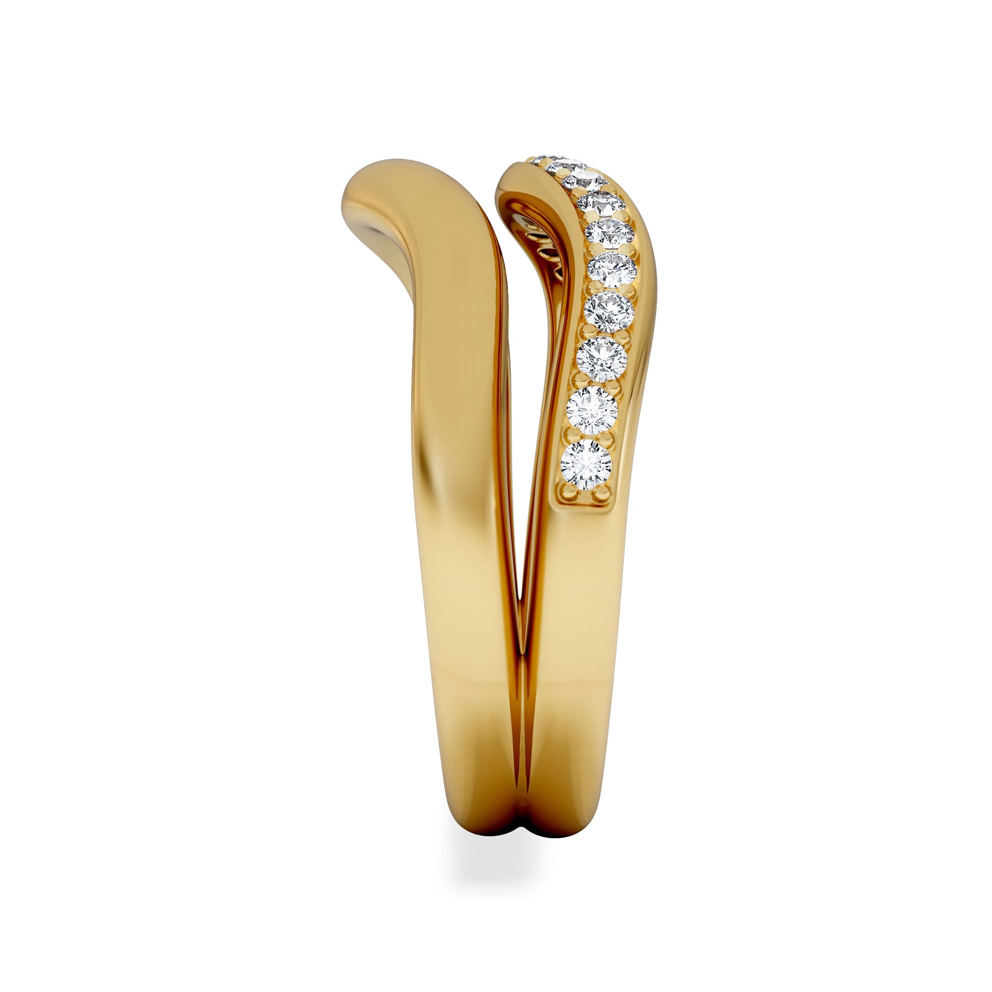 Diamond Duo Wave Stacking Lab Diamond Ring 0.26ct in 9K Gold