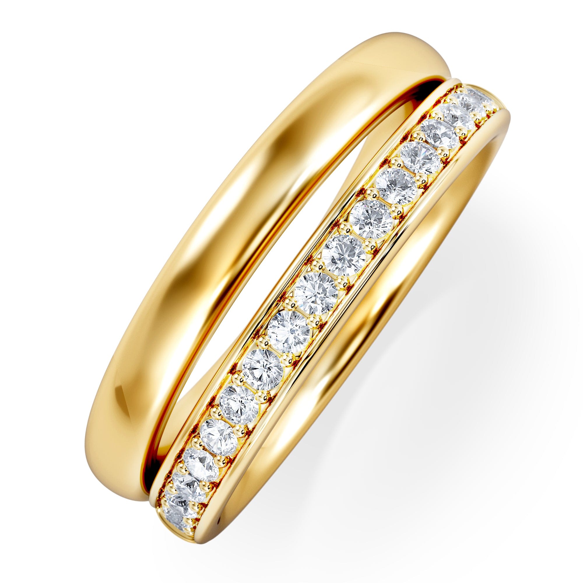 Diamond Duo Curve Stacking Lab Diamond Ring 0.26ct in 9K Gold