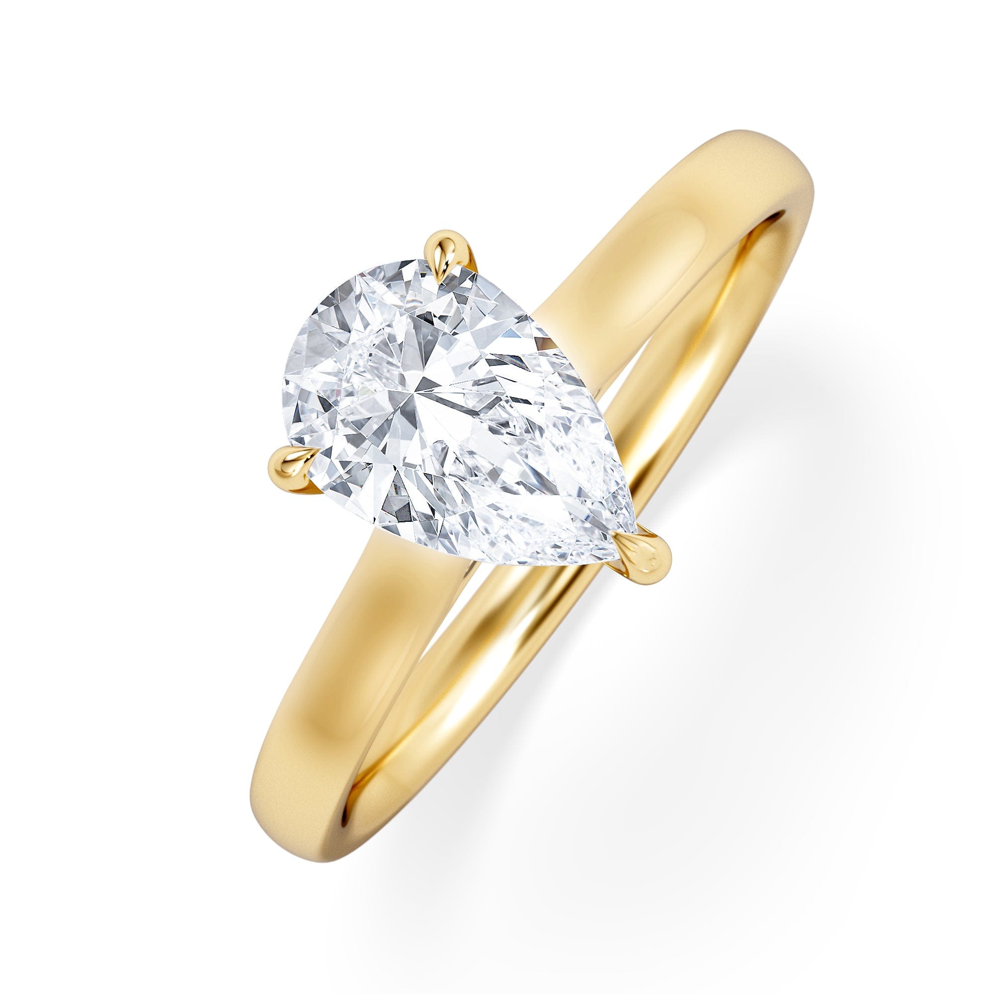 Diamond Amora Pear 1.00ct Lab Diamond Engagement Ring F/VS Set in 18K Gold