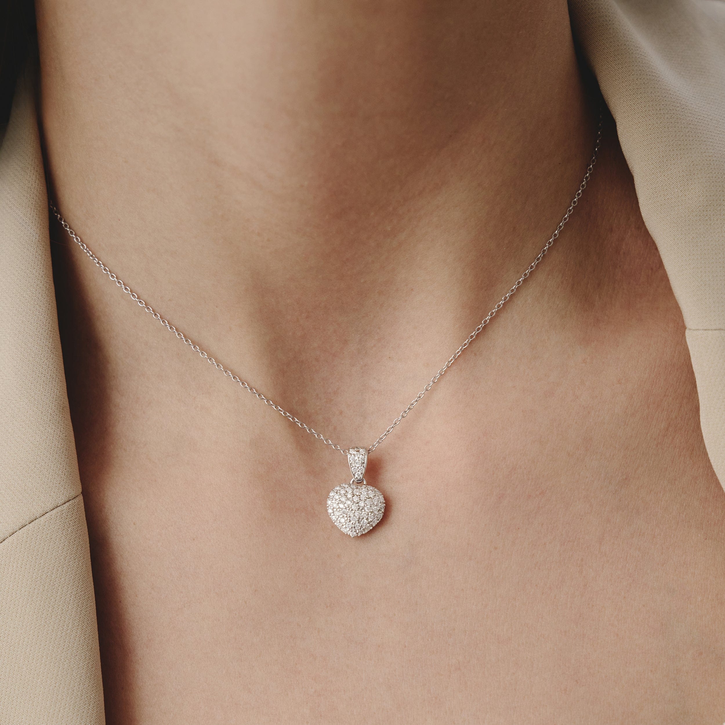 Diamond Heart Lab Diamond Necklace 0.50ct in 925 Silver