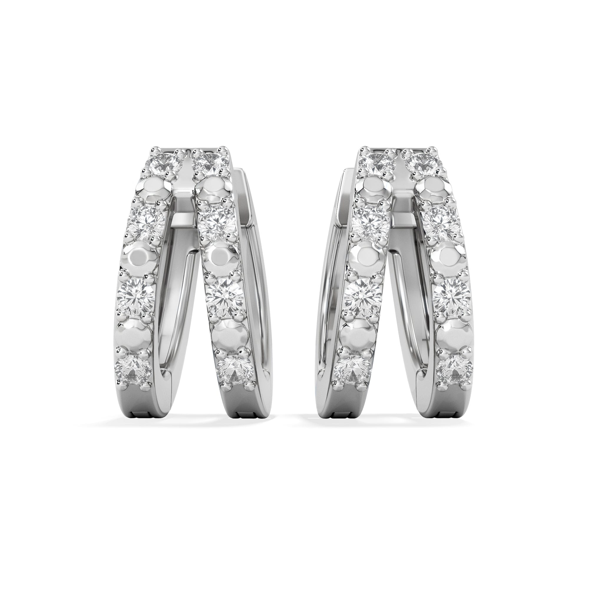 Diamond Duo Row Huggie Lab Diamond Earrings 0.22ct in 925 Silver