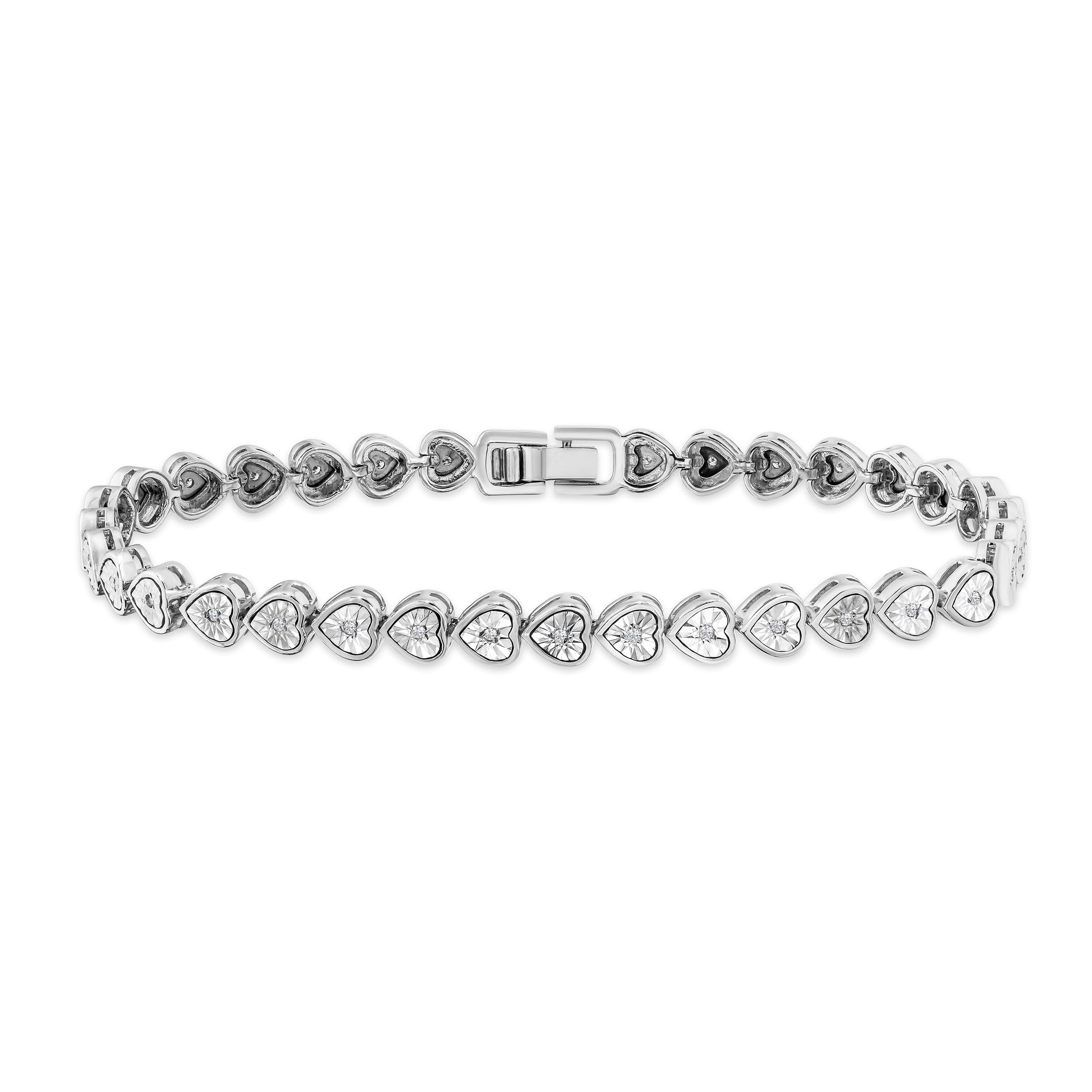 Diamond Heart Tennis Bracelet Lab Diamond 0.15ct in 925 Silver