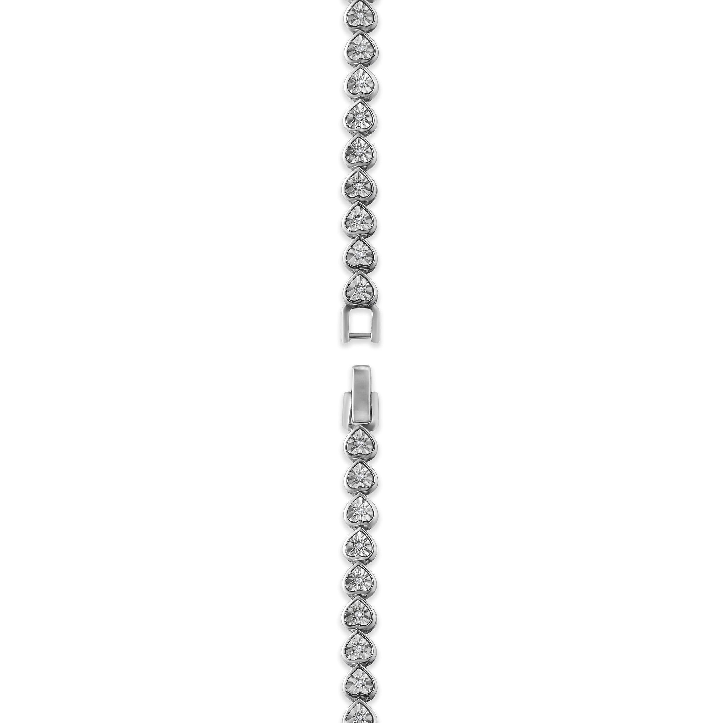 Diamond Heart Tennis Bracelet Lab Diamond 0.15ct in 925 Silver