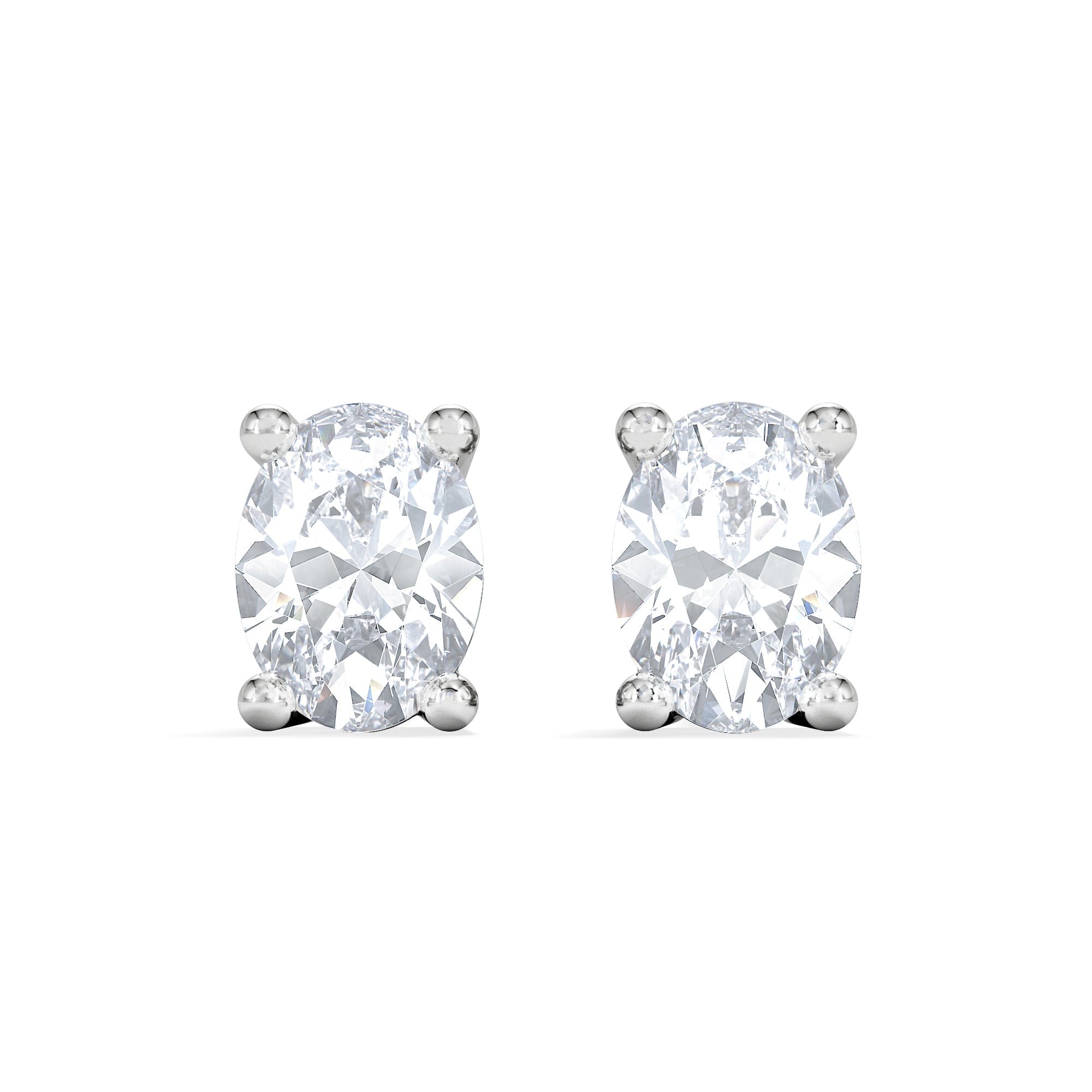 Diamond Naomi Oval Cut Lab Diamond Stud Earrings 0.50ct H/SI in 9K White Gold