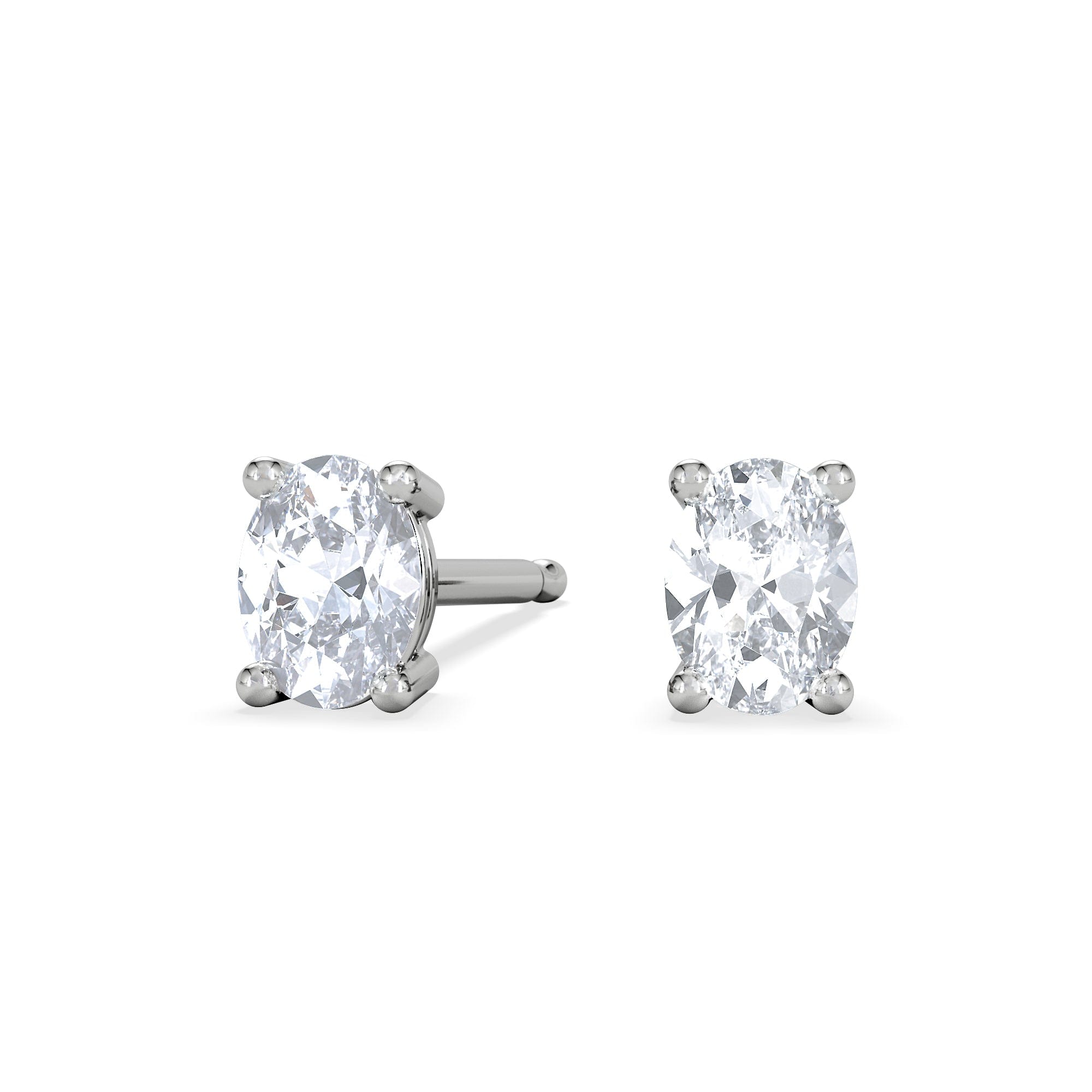 Diamond Naomi Oval Cut Lab Diamond Stud Earrings 0.50ct H/SI in 9K White Gold