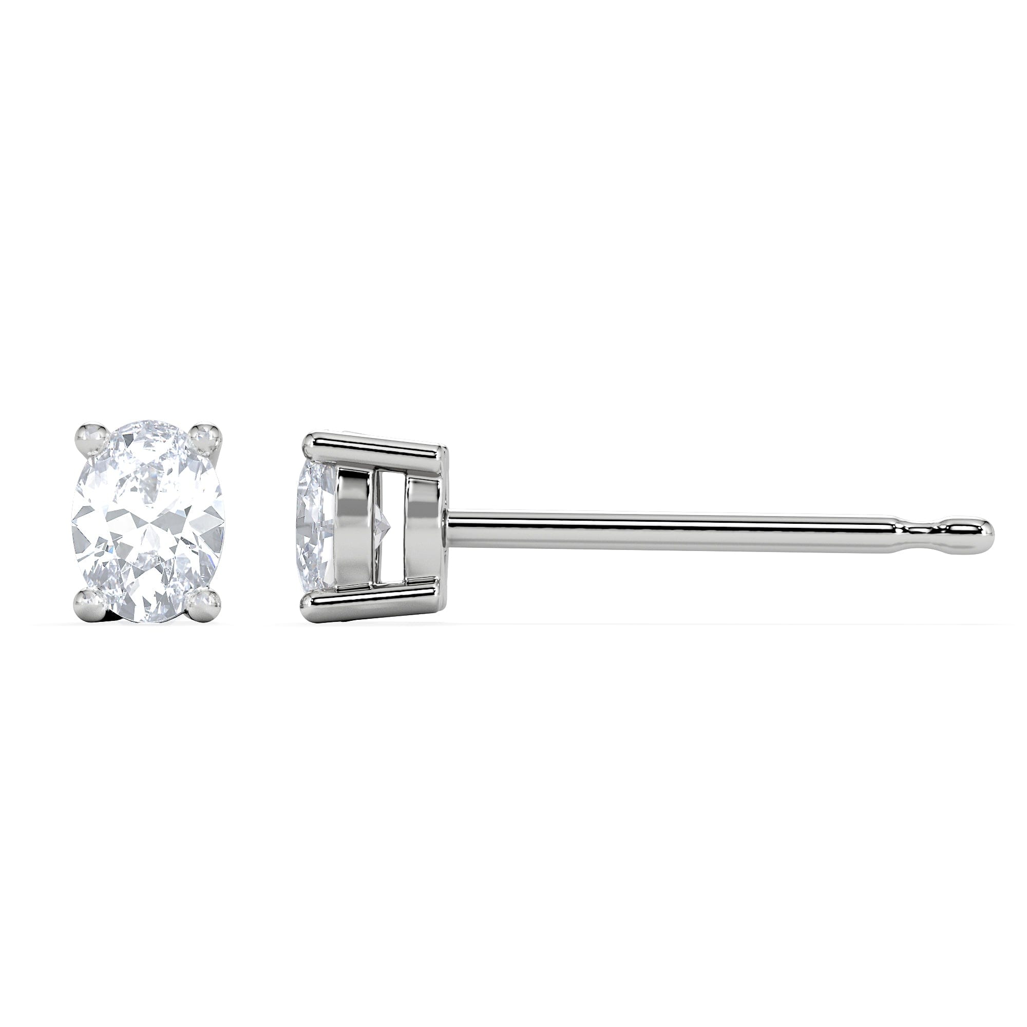 Diamond Naomi Oval Cut Lab Diamond Stud Earrings 0.50ct H/SI in 9K White Gold