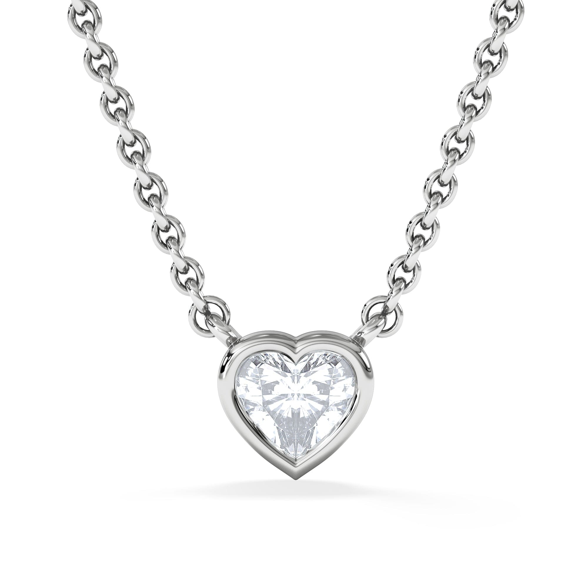 Solitaire Horizon Heart Cut Lab Diamond Solitaire Necklace 0.25ct H/SI in 925 Silver