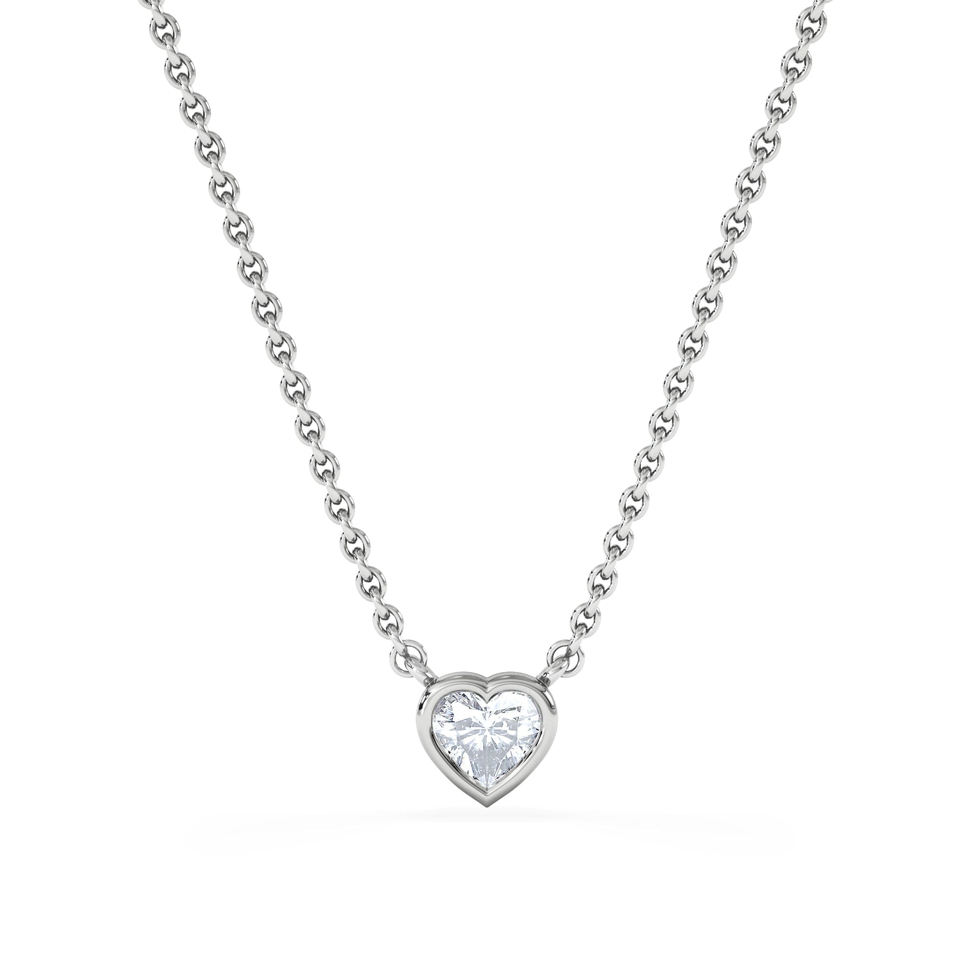 Solitaire Horizon Heart Cut Lab Diamond Solitaire Necklace 0.25ct H/SI in 925 Silver