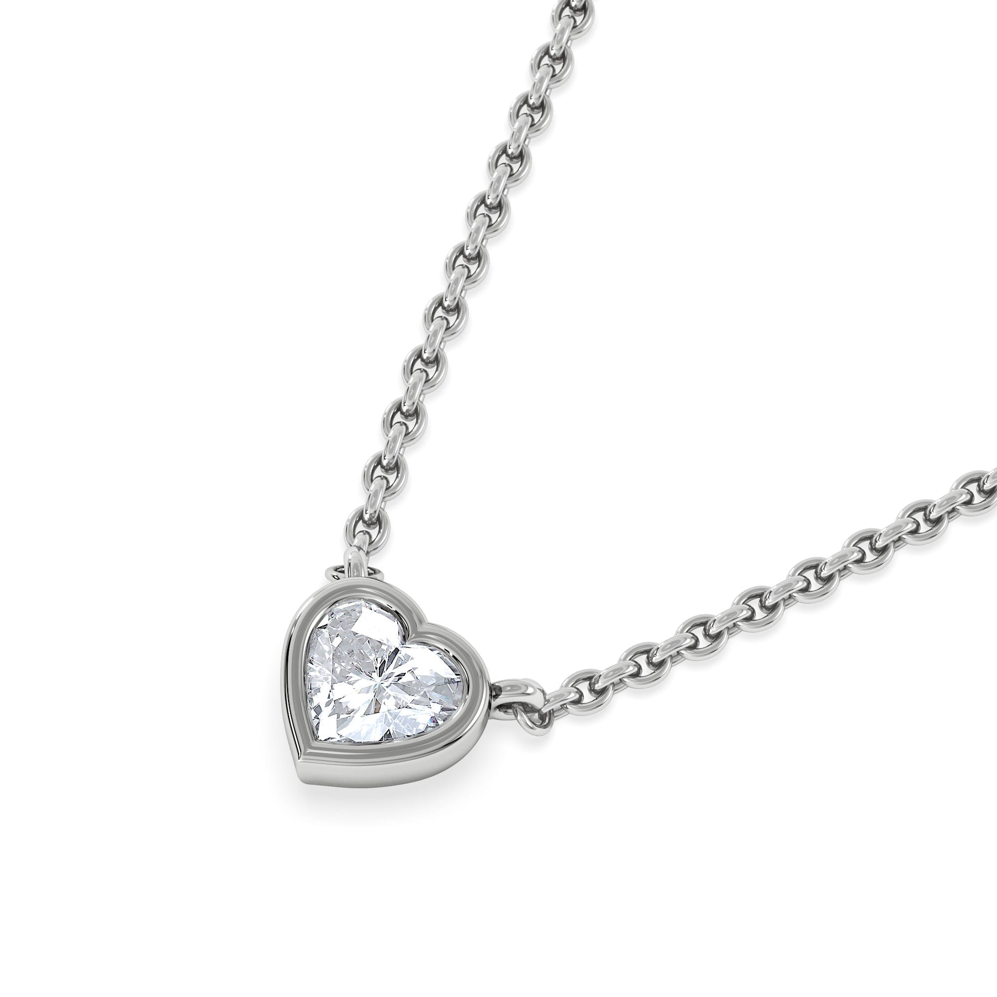 Solitaire Horizon Heart Cut Lab Diamond Solitaire Necklace 0.25ct H/SI in 925 Silver