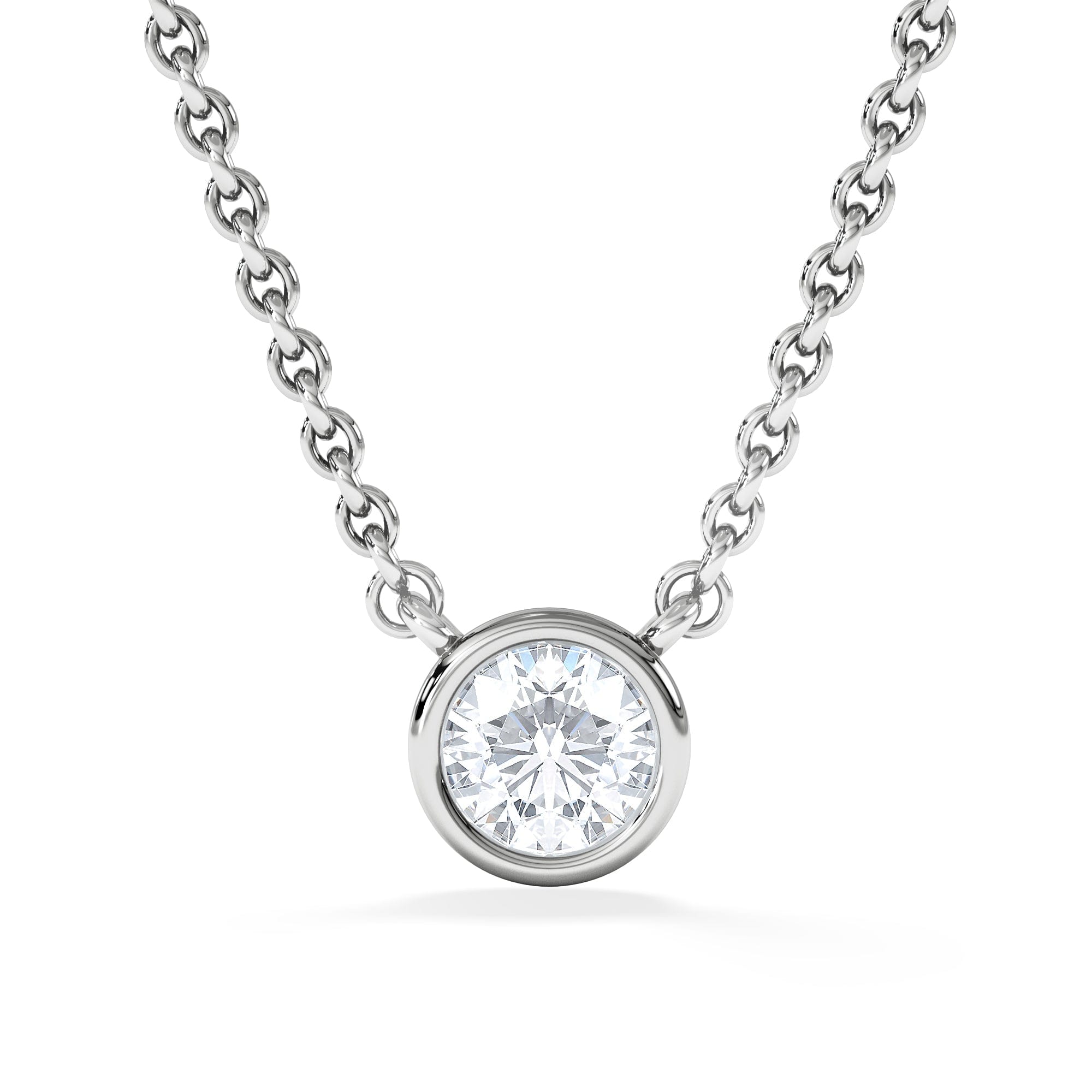 Solitaire Horizon Round Cut Lab Diamond Solitaire Necklace 0.25ct H/SI in 925 Silver