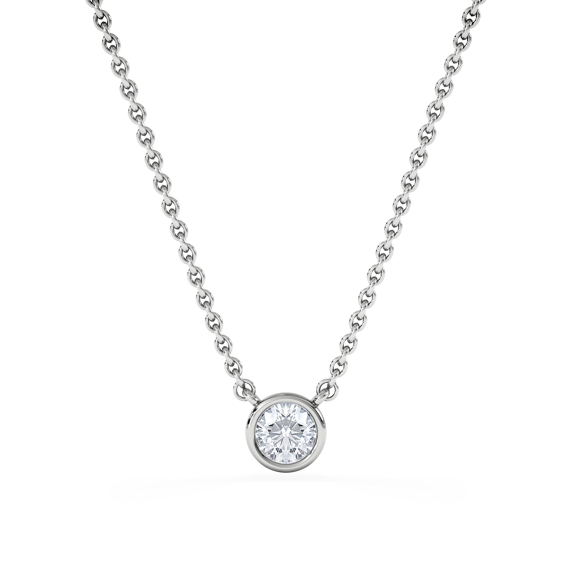 Solitaire Horizon Round Cut Lab Diamond Solitaire Necklace 0.25ct H/SI in 925 Silver