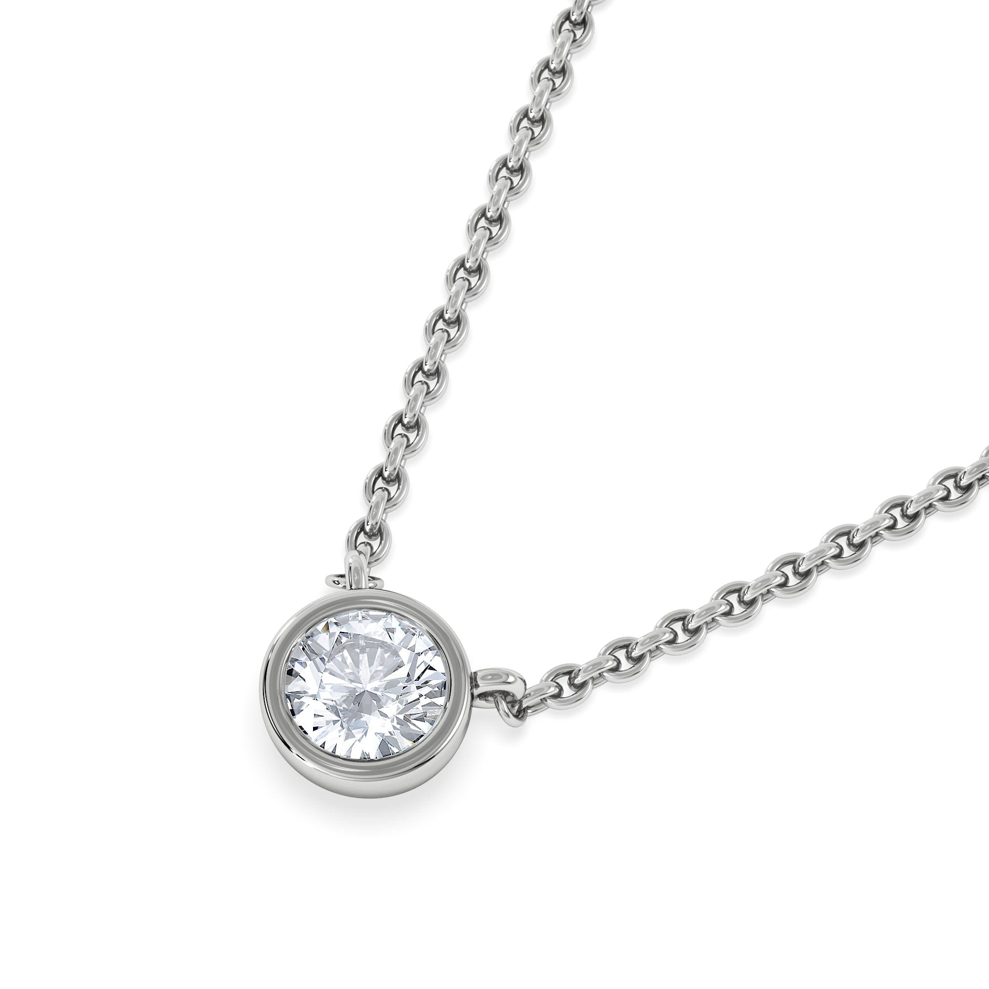 Solitaire Horizon Round Cut Lab Diamond Solitaire Necklace 0.25ct H/SI in 925 Silver