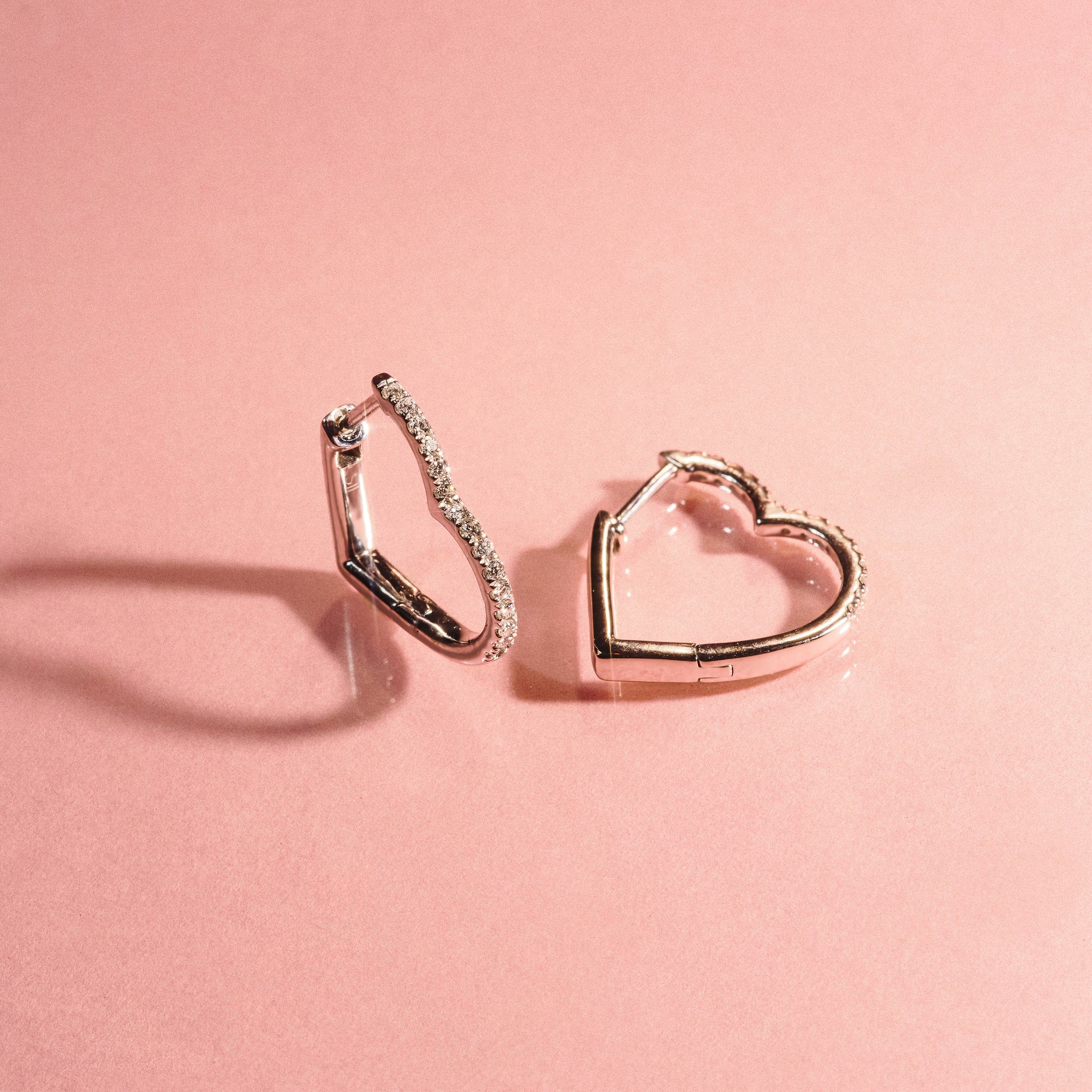 Diamond Lab Diamond Heart Hoop Earrings 0.22ct in 925 Silver