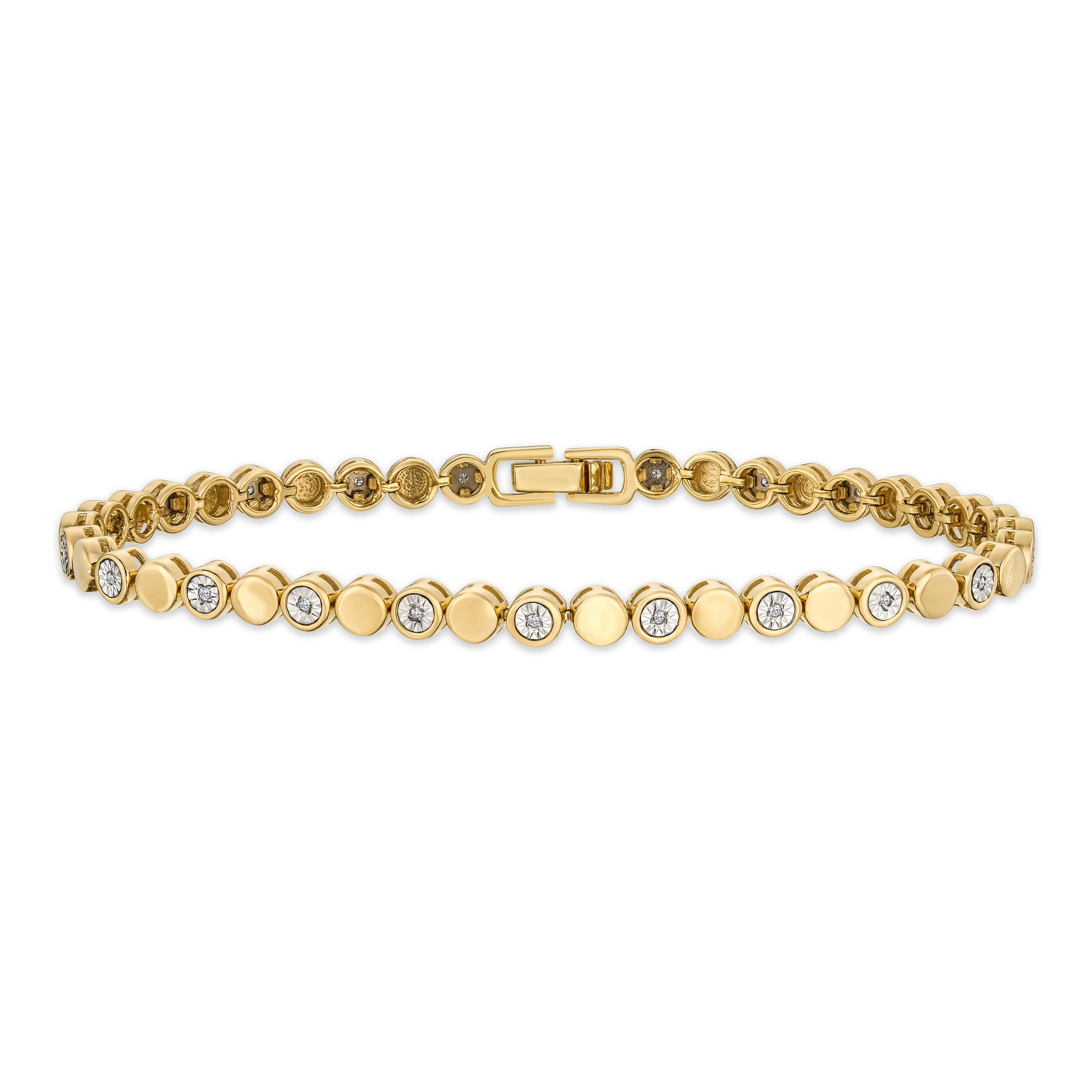 Diamond Lab Diamond Tennis Bracelet Round Cut 0.10ct H/SI 18K Gold Vermeil
