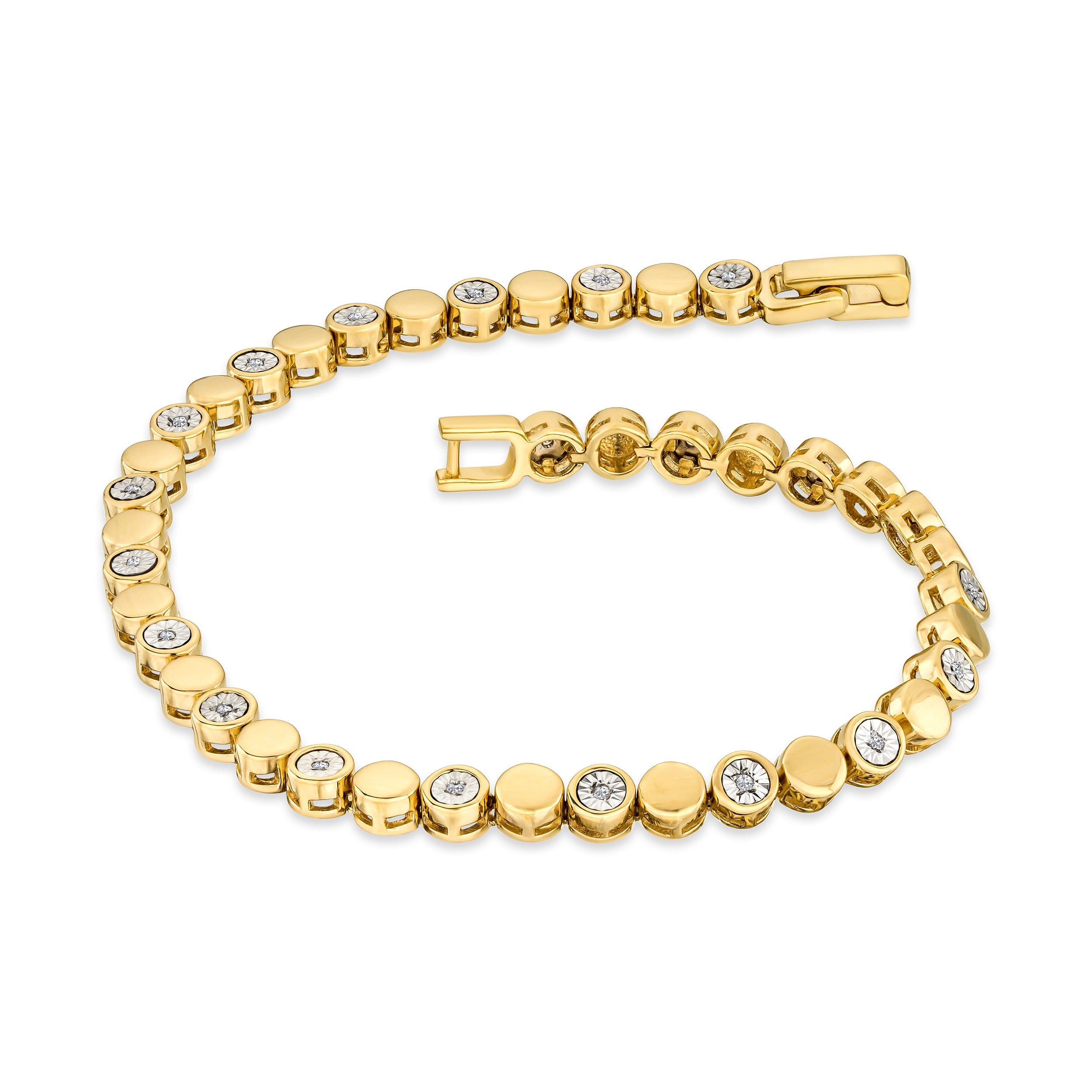 Diamond Lab Diamond Tennis Bracelet Round Cut 0.10ct H/SI 18K Gold Vermeil
