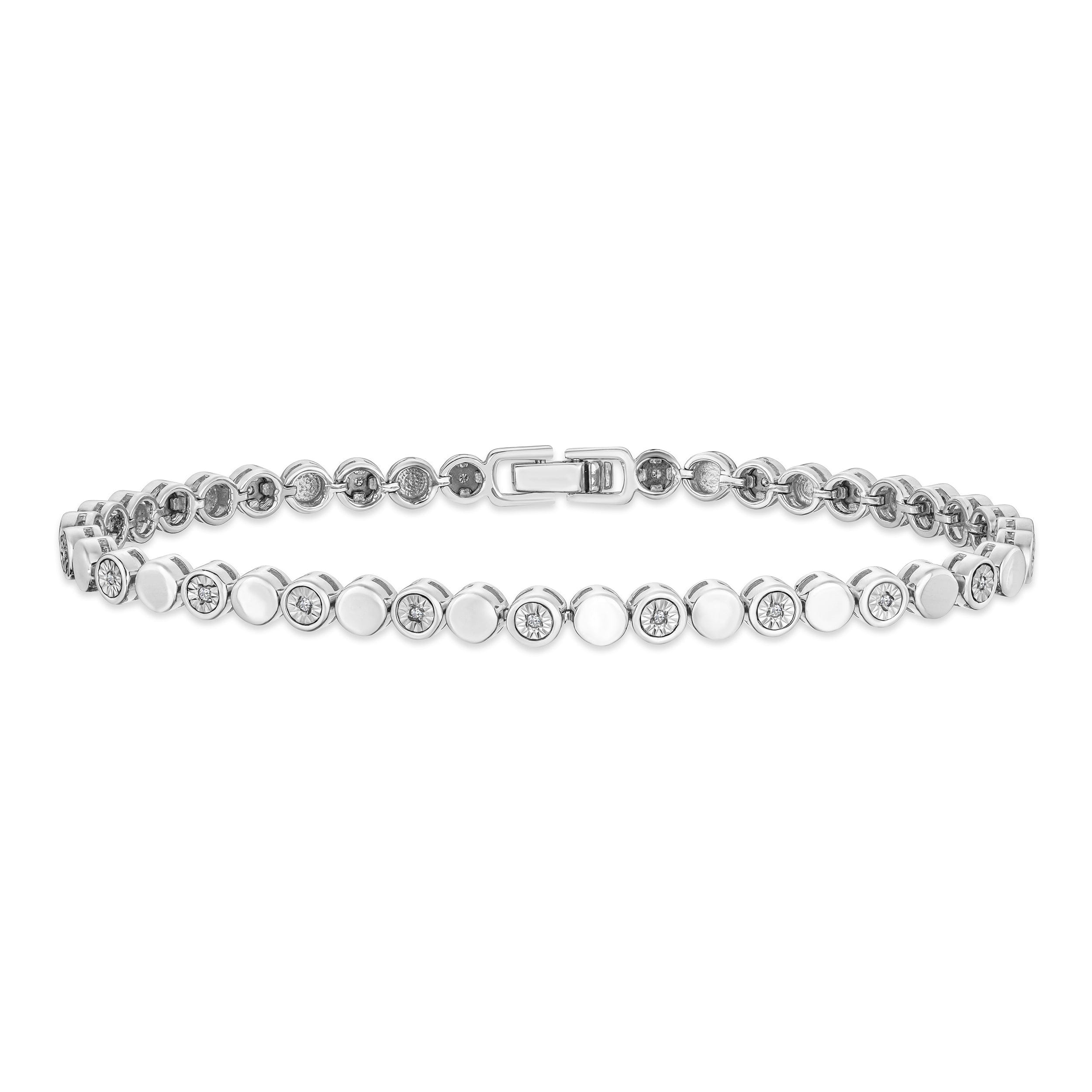 Diamond Lab Diamond Tennis Bracelet Round Cut 0.10ct H/SI Silver